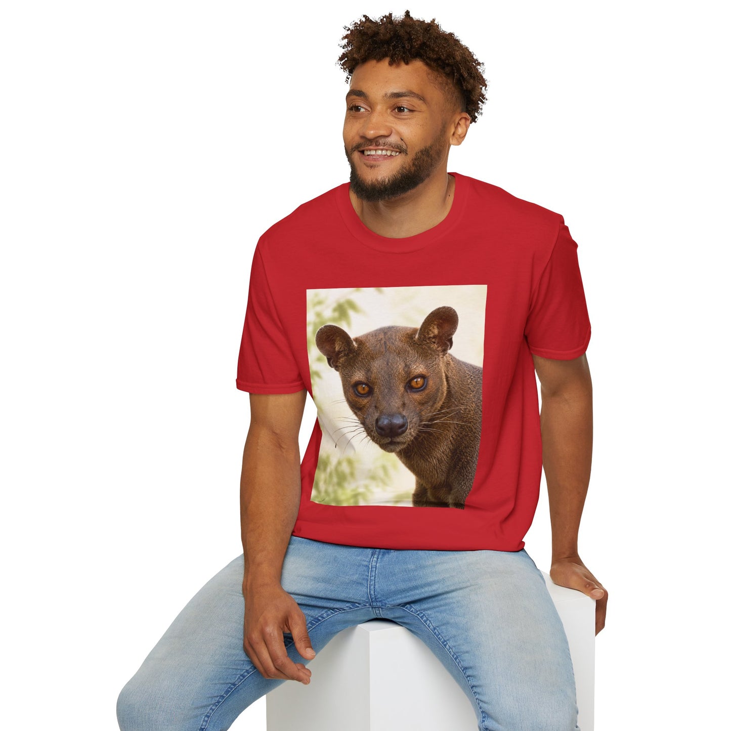 Realistic Fossa Portrait T-Shirt — Madagascar Wildlife Graphic Tee