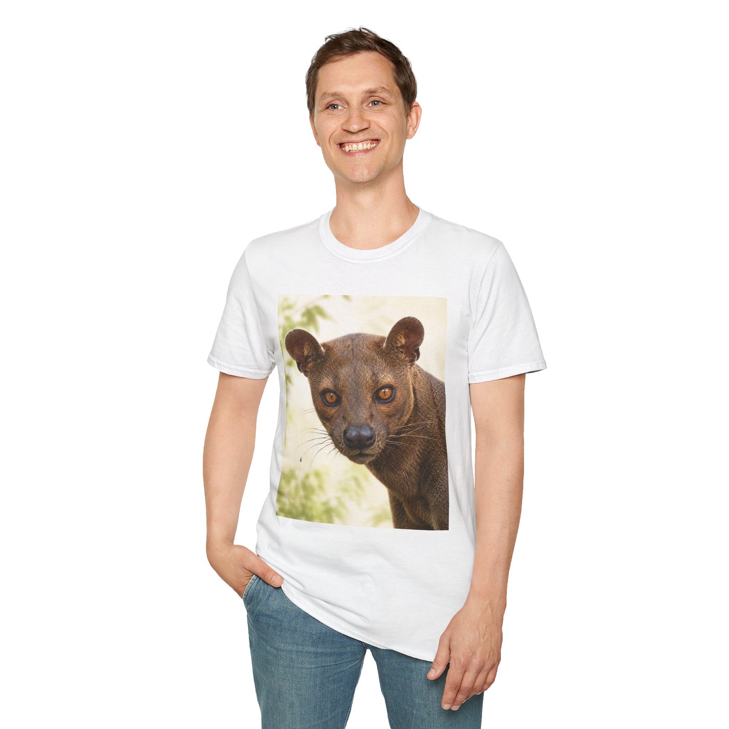 Realistic Fossa Portrait T-Shirt — Madagascar Wildlife Graphic Tee