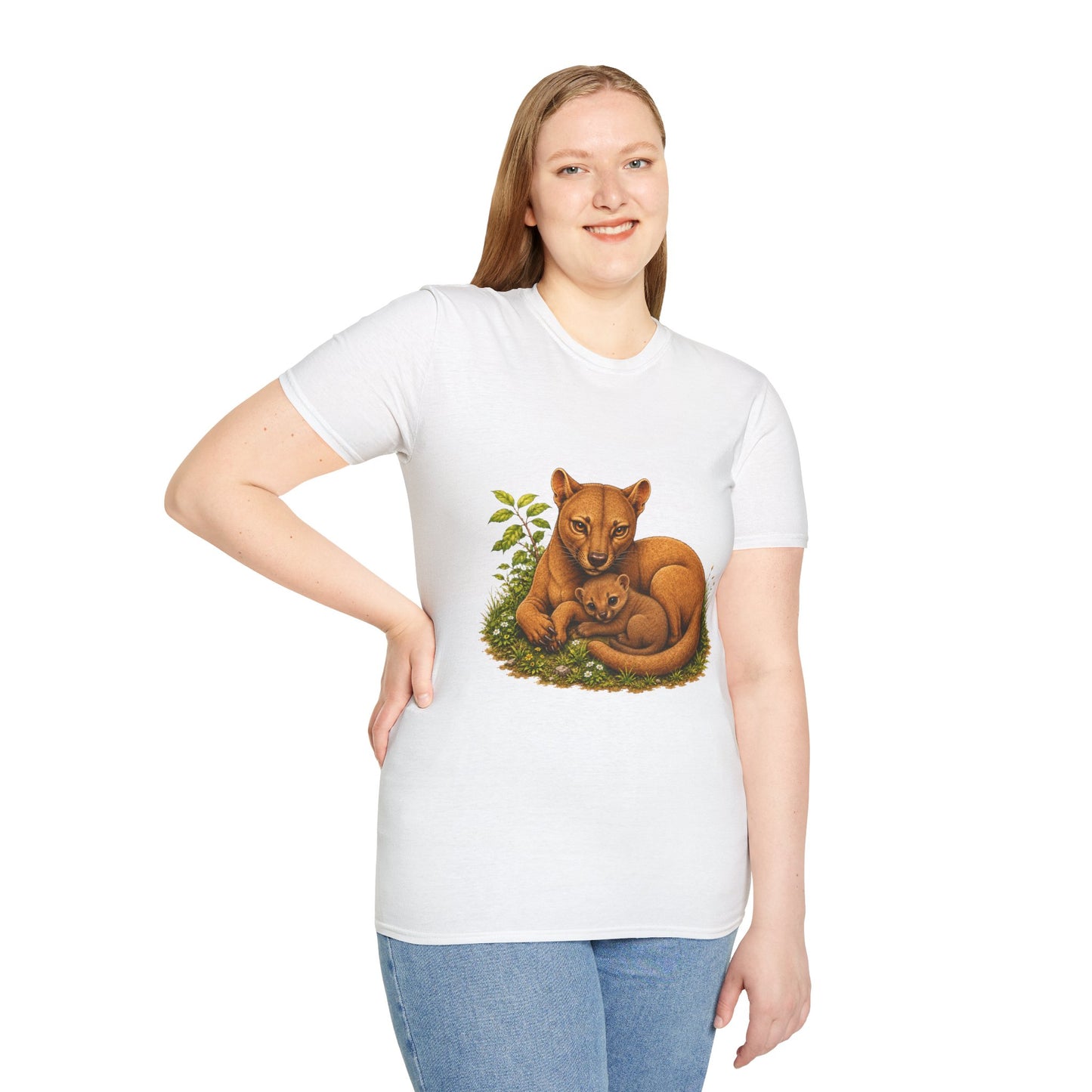 Protective Mama Fossa T-Shirt — A soft and heartwarming design celebrating the love between a mother and her baby