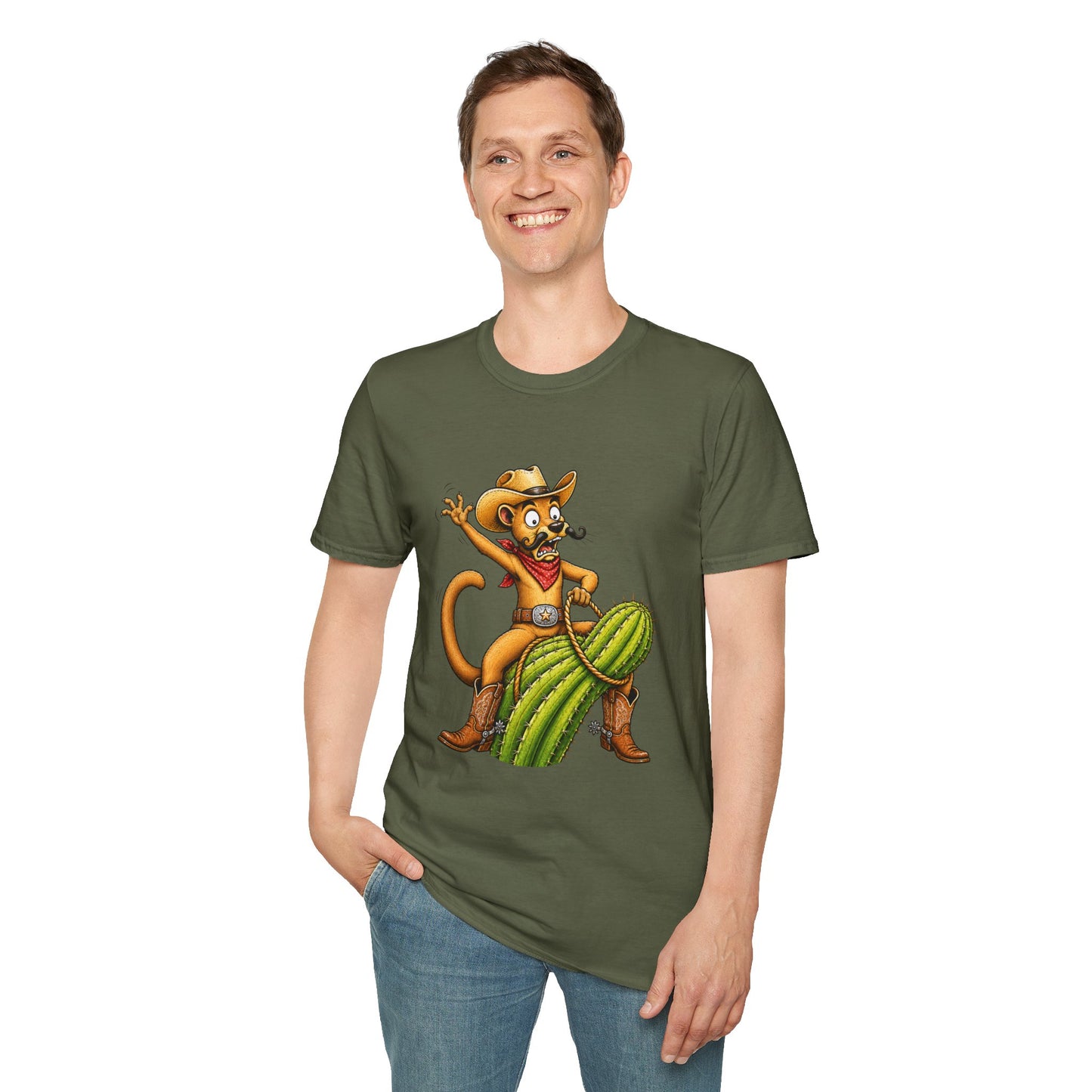 Fossa Cowboy T-Shirt — Funny Western Fossa Riding Cactus Tee