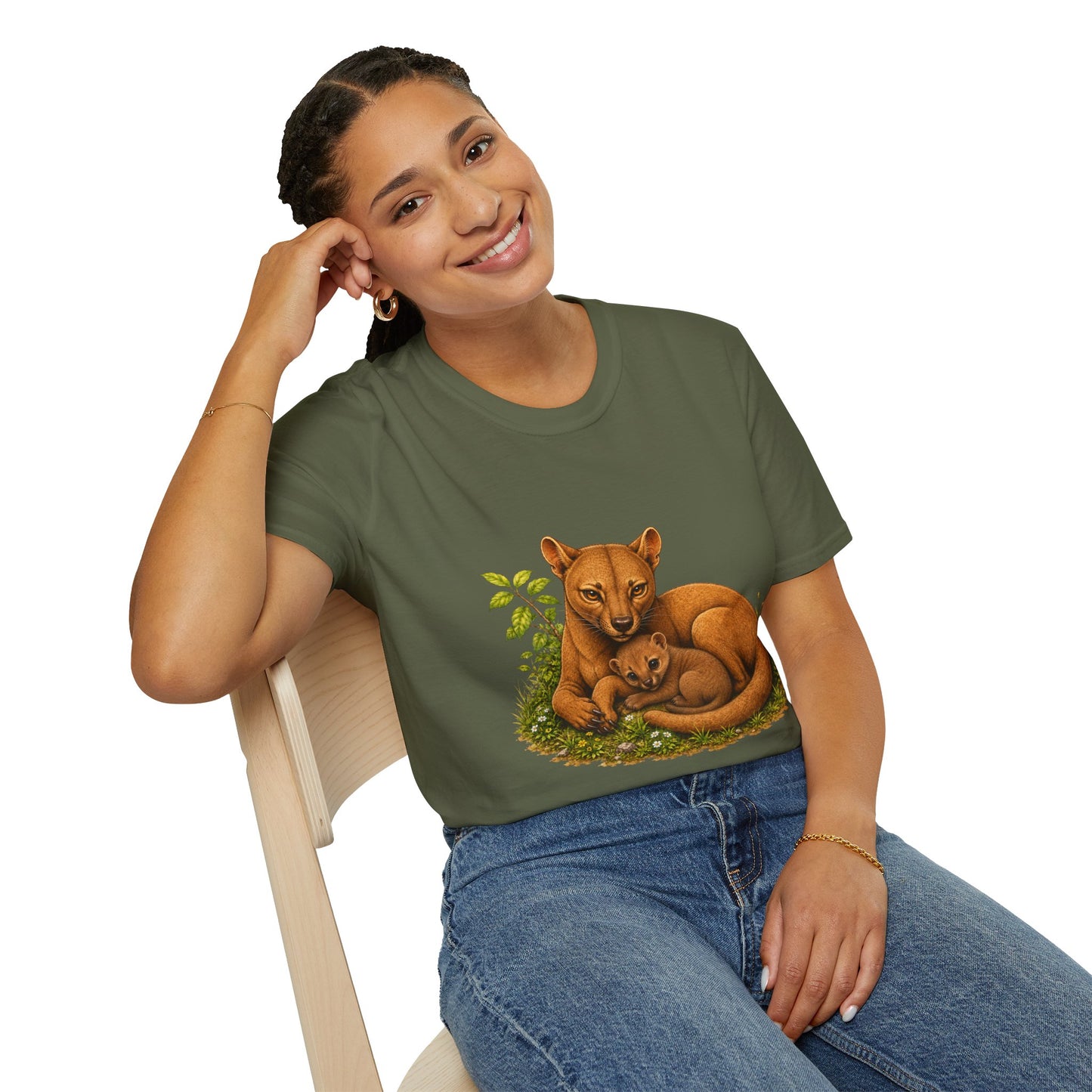 Protective Mama Fossa T-Shirt — A soft and heartwarming design celebrating the love between a mother and her baby