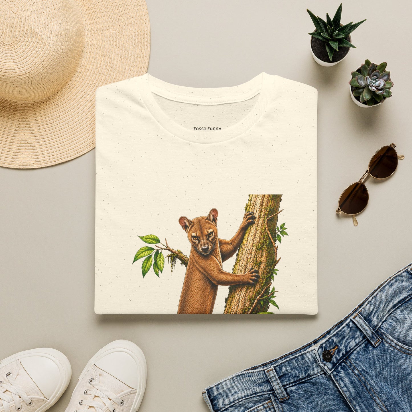 Climbing Fossa T-Shirt — Cute Madagascar Wildlife Graphic Tee