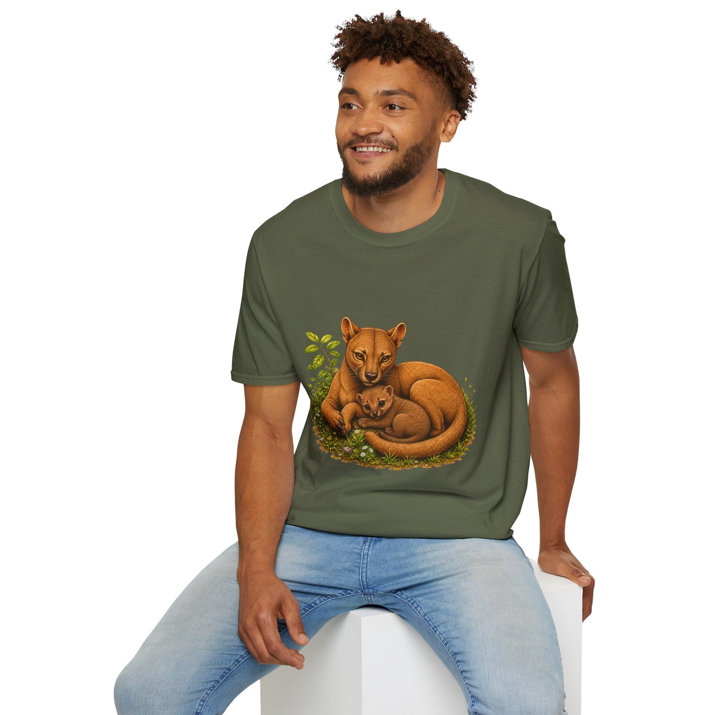 Protective Mama Fossa T-Shirt — A soft and heartwarming design celebrating the love between a mother and her baby