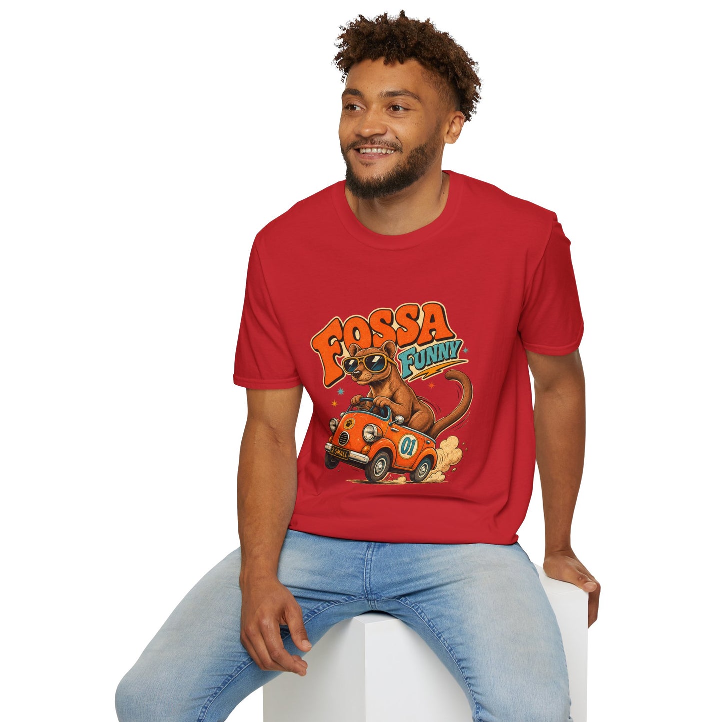 Fossa Funny Graphic T-Shirt — Cute Fossa Driving Vintage Design