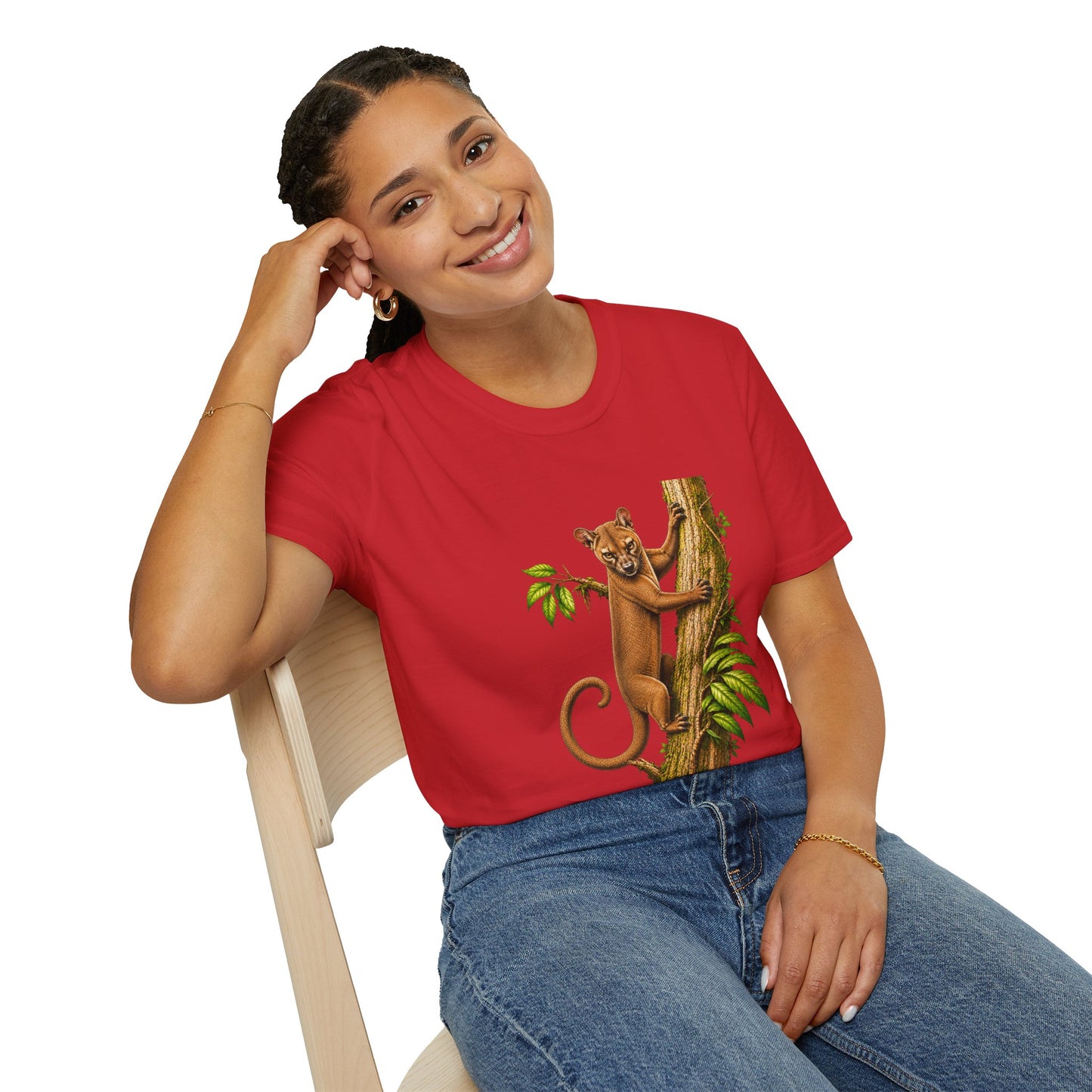 Climbing Fossa T-Shirt — Cute Madagascar Wildlife Graphic Tee