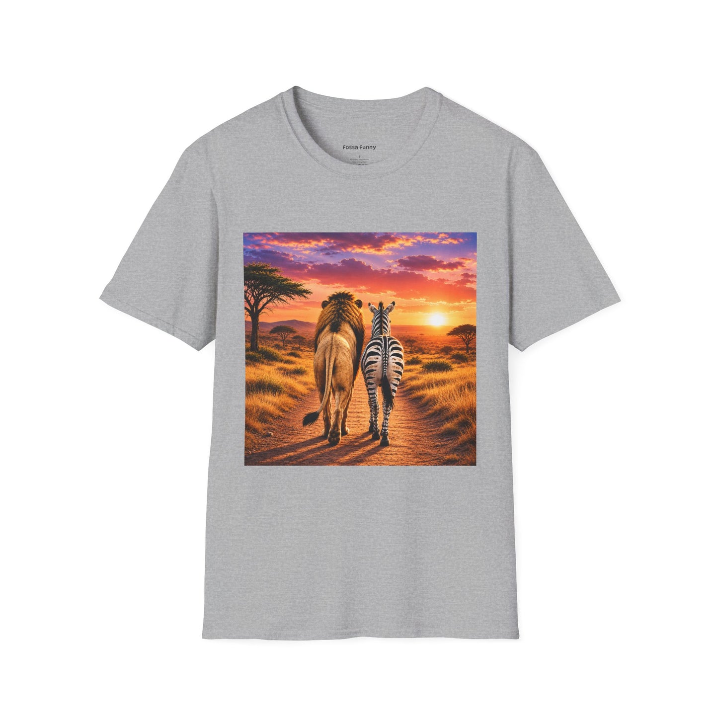 Lion and Zebra Sunset T-Shirt — African Safari Wildlife Graphic Tee
