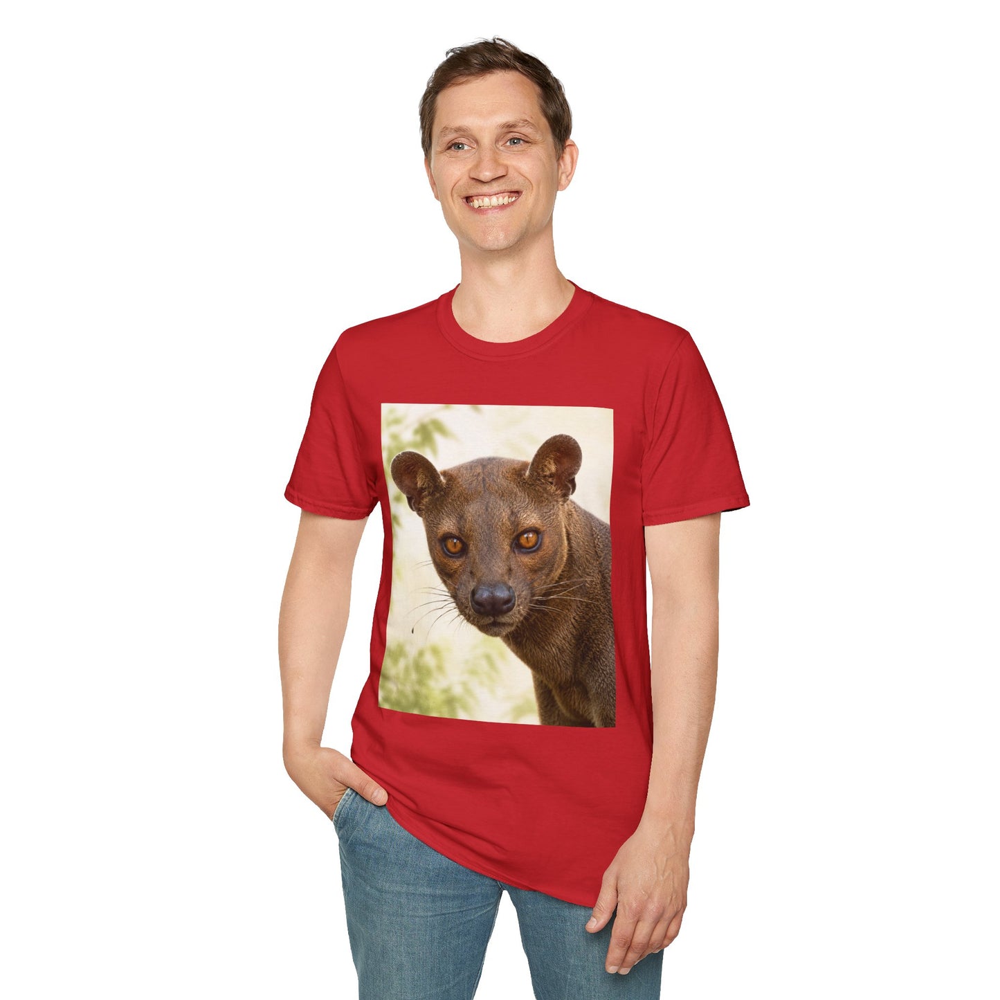 Realistic Fossa Portrait T-Shirt — Madagascar Wildlife Graphic Tee