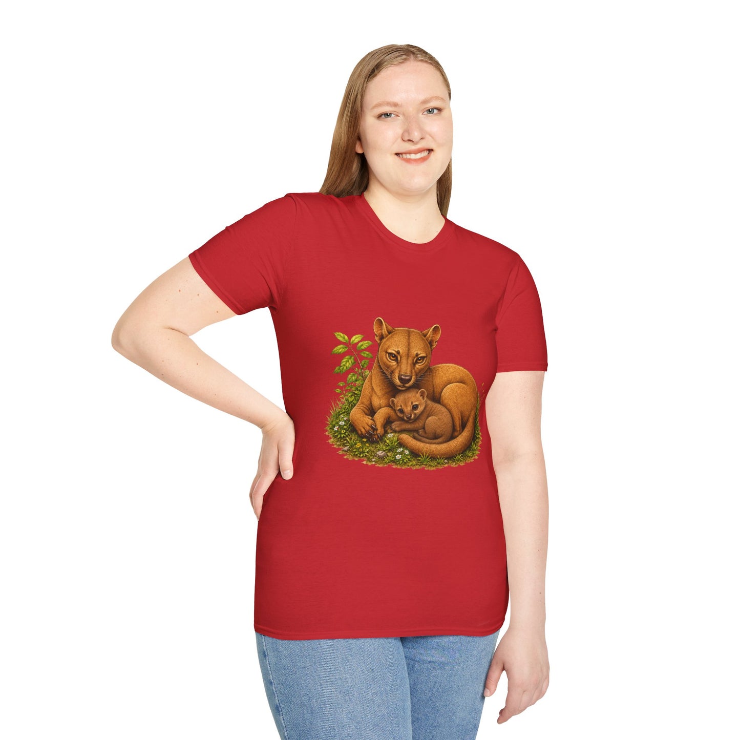 Protective Mama Fossa T-Shirt — A soft and heartwarming design celebrating the love between a mother and her baby