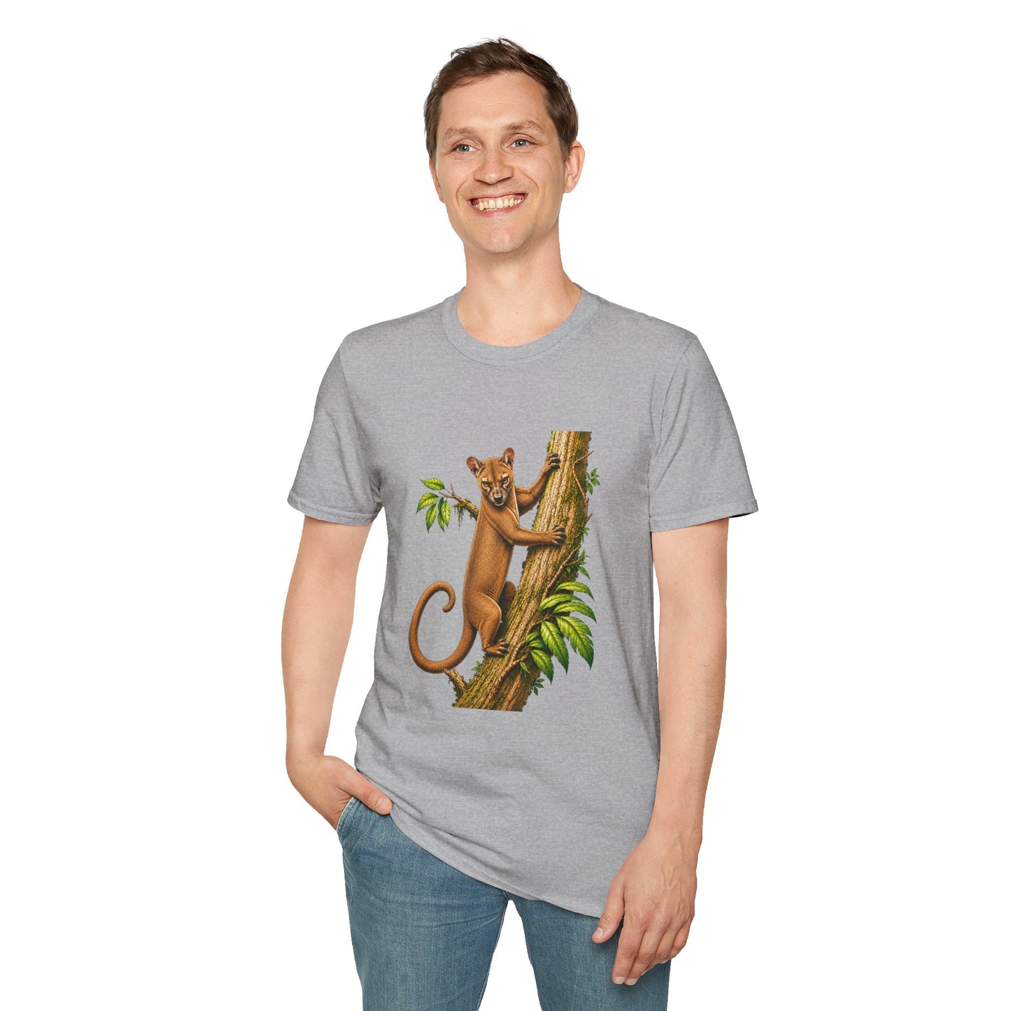 Climbing Fossa T-Shirt — Cute Madagascar Wildlife Graphic Tee