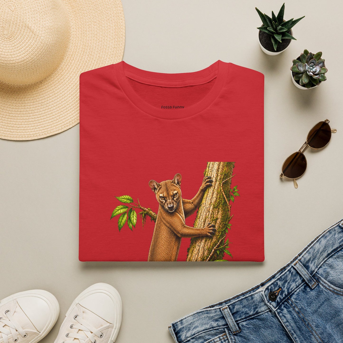 Climbing Fossa T-Shirt — Cute Madagascar Wildlife Graphic Tee