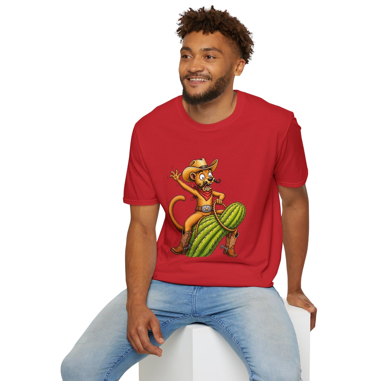 Fossa Cowboy T-Shirt — Funny Western Fossa Riding Cactus Tee