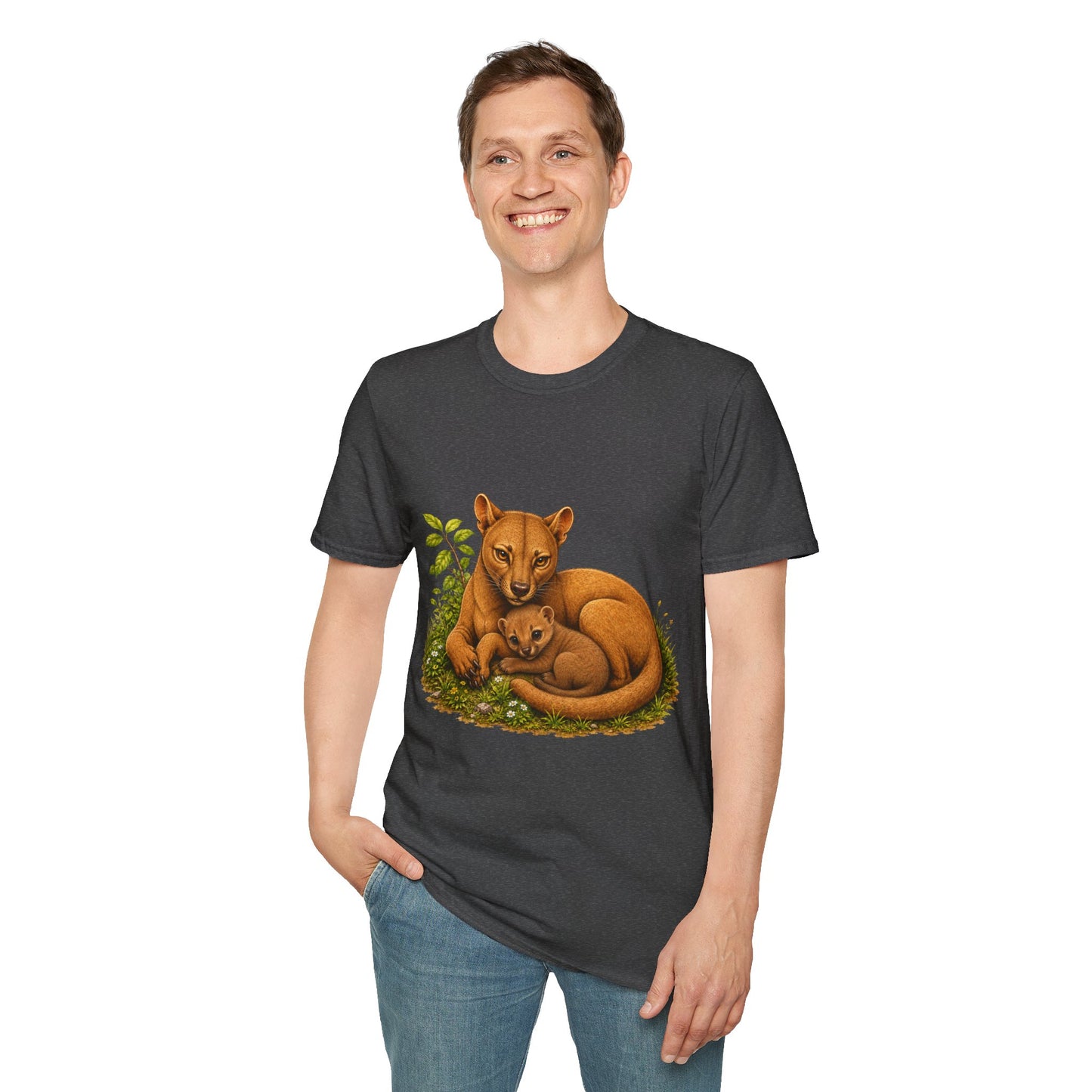 Protective Mama Fossa T-Shirt — A soft and heartwarming design celebrating the love between a mother and her baby