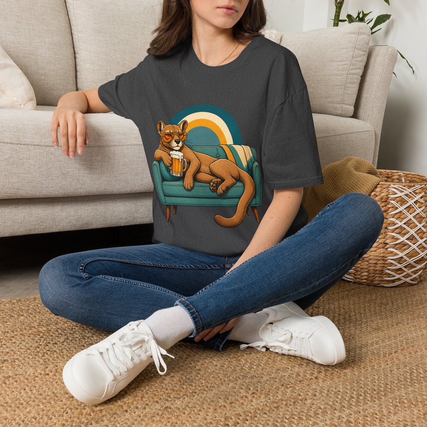 Lazy Fossa T-Shirt — Retro Fossa on Sofa Graphic Tee