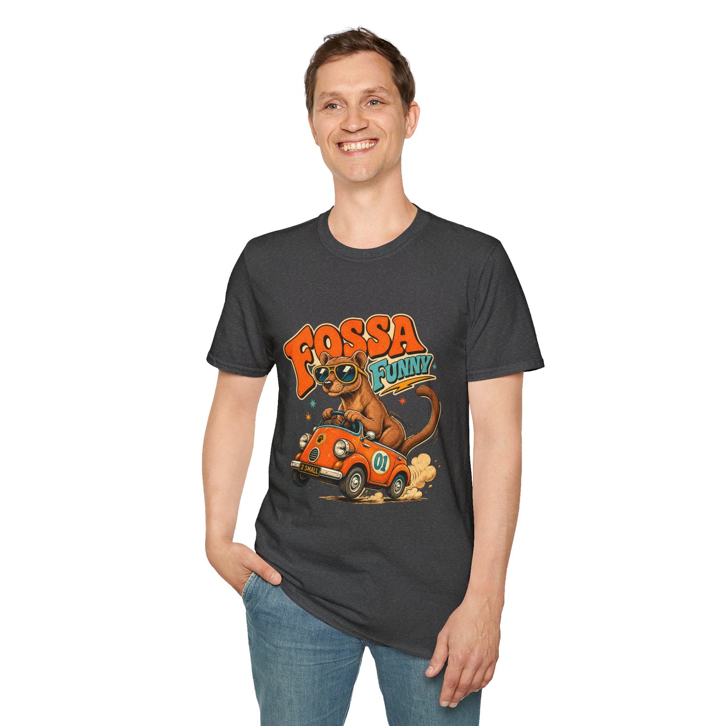 Fossa Funny Graphic T-Shirt — Cute Fossa Driving Vintage Design