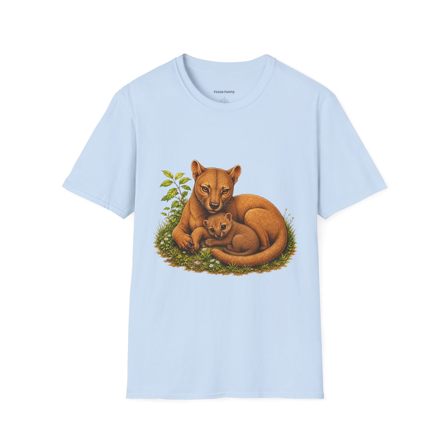 Protective Mama Fossa T-Shirt — A soft and heartwarming design celebrating the love between a mother and her baby