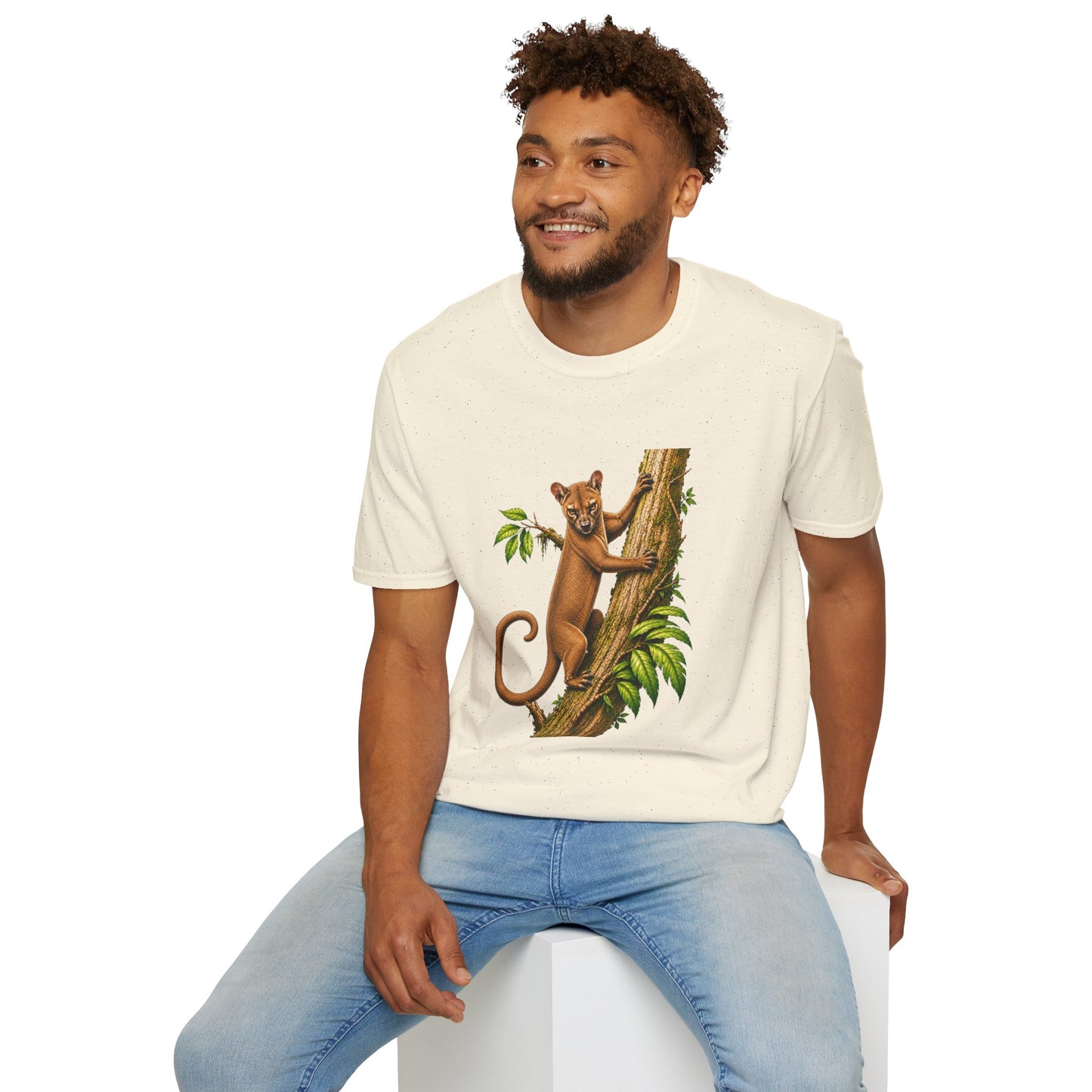 Climbing Fossa T-Shirt — Cute Madagascar Wildlife Graphic Tee
