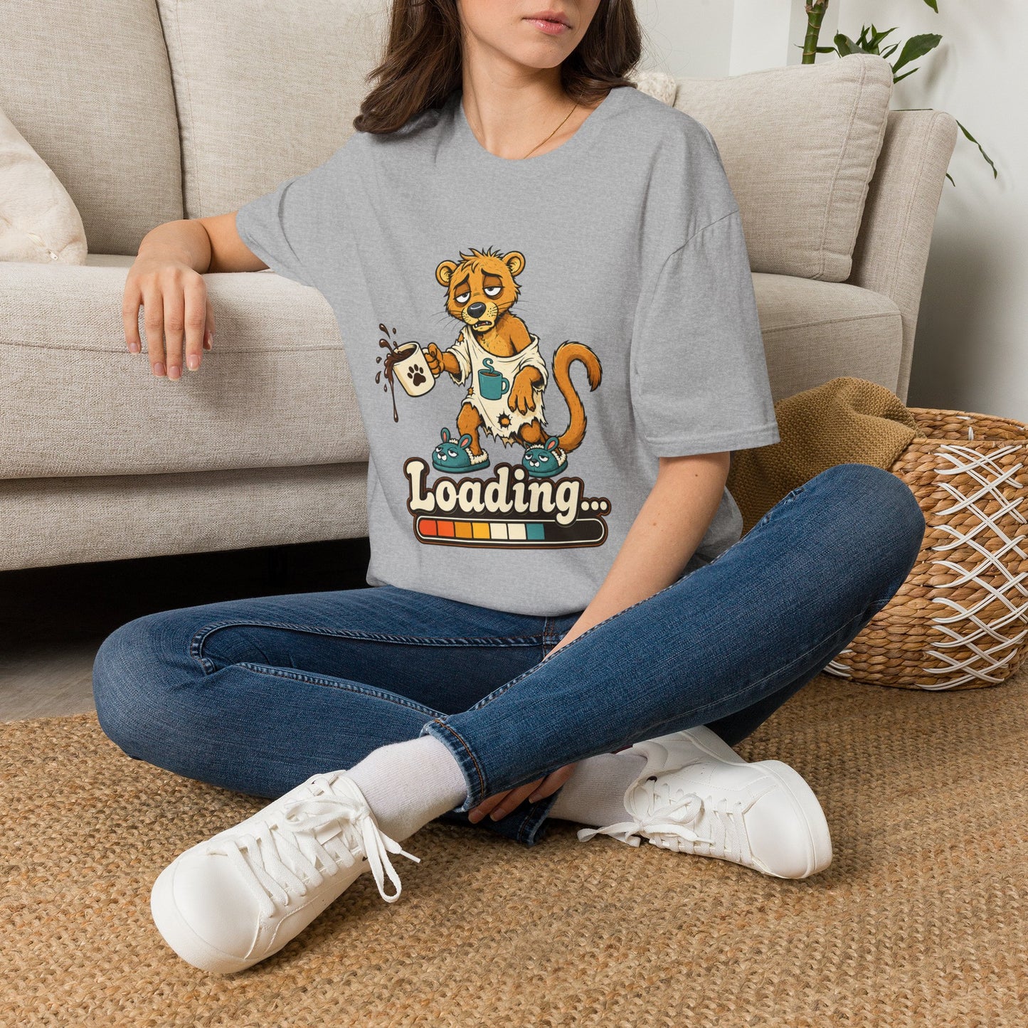 Coffee Powered Fossa T-Shirt — Funny Loading Animal Graphic Tee