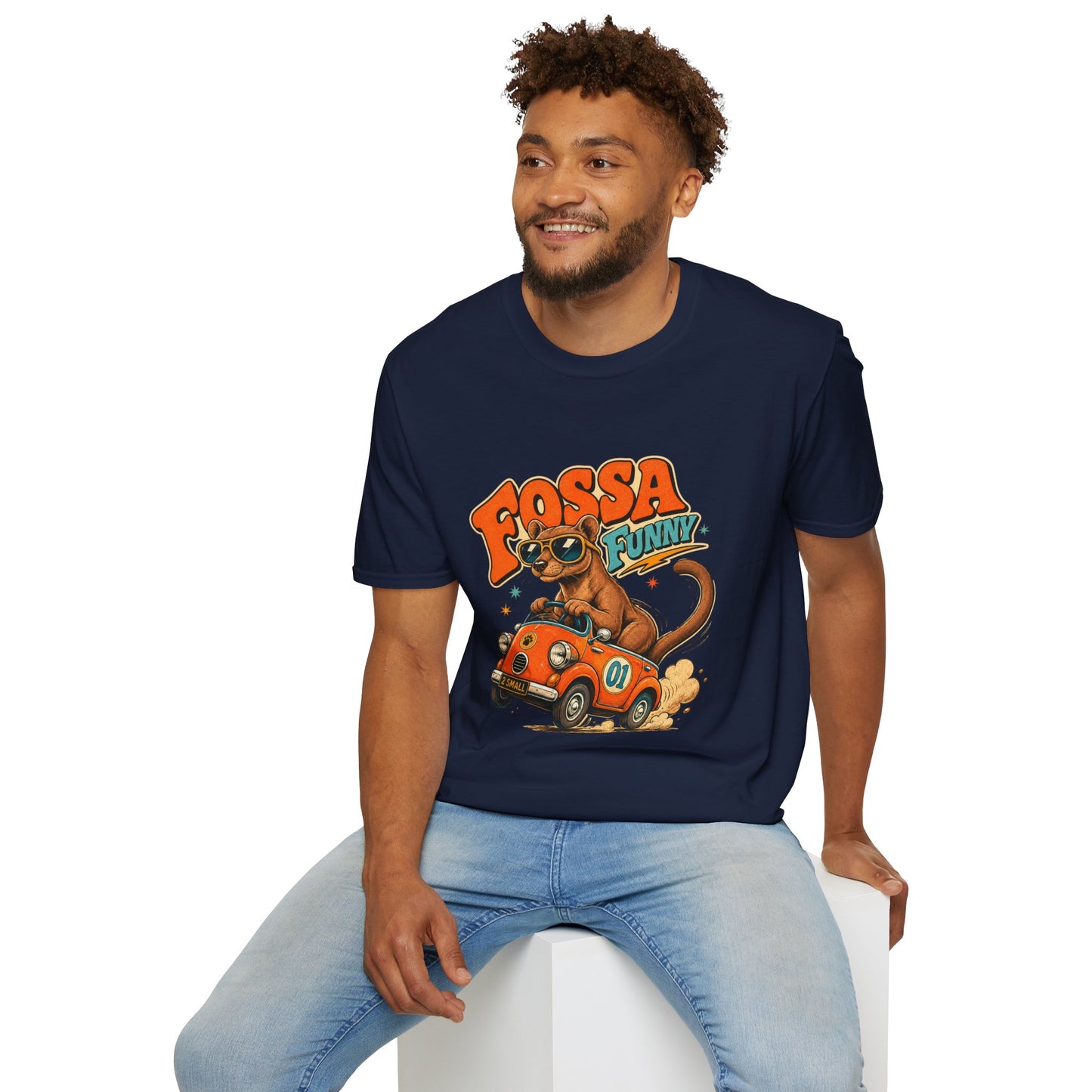 Fossa Funny Graphic T-Shirt — Cute Fossa Driving Vintage Design