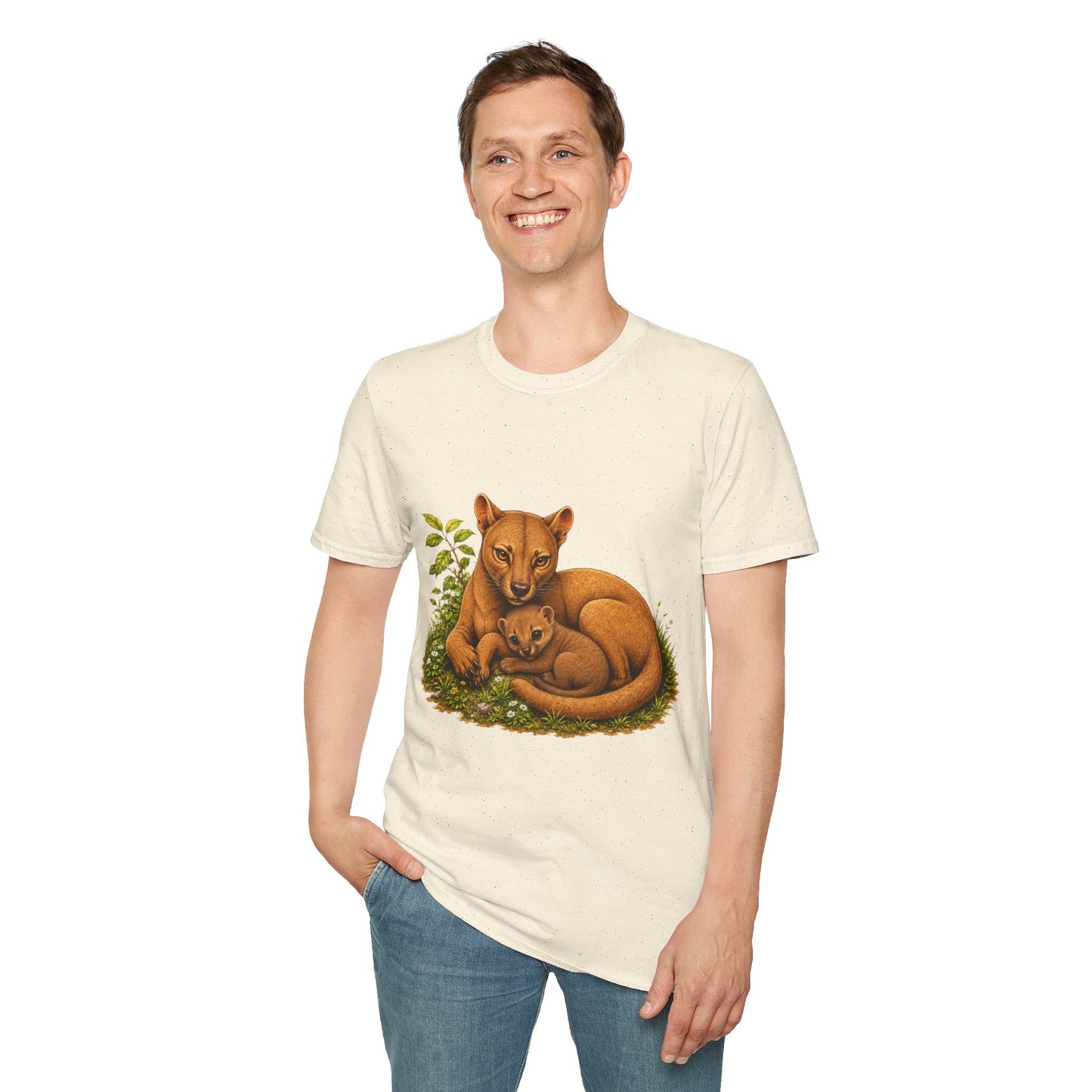 Protective Mama Fossa T-Shirt — A soft and heartwarming design celebrating the love between a mother and her baby
