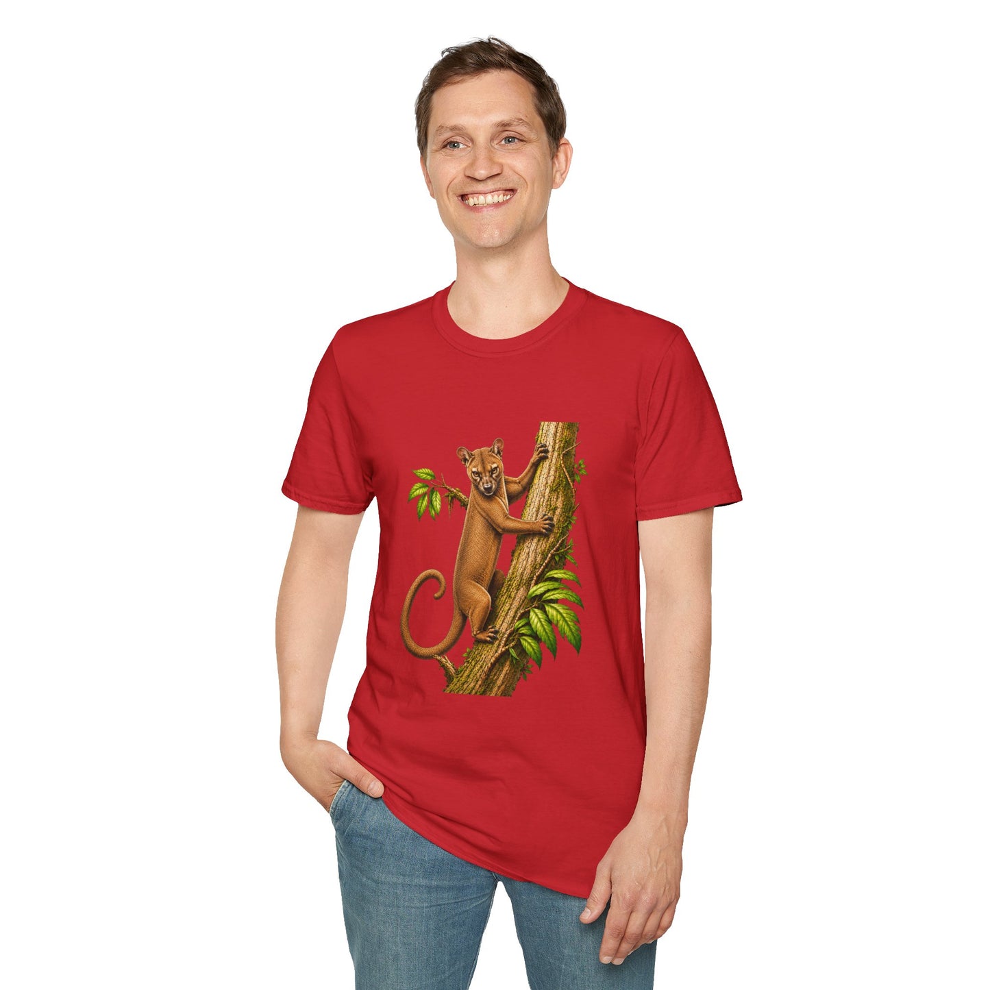 Climbing Fossa T-Shirt — Cute Madagascar Wildlife Graphic Tee