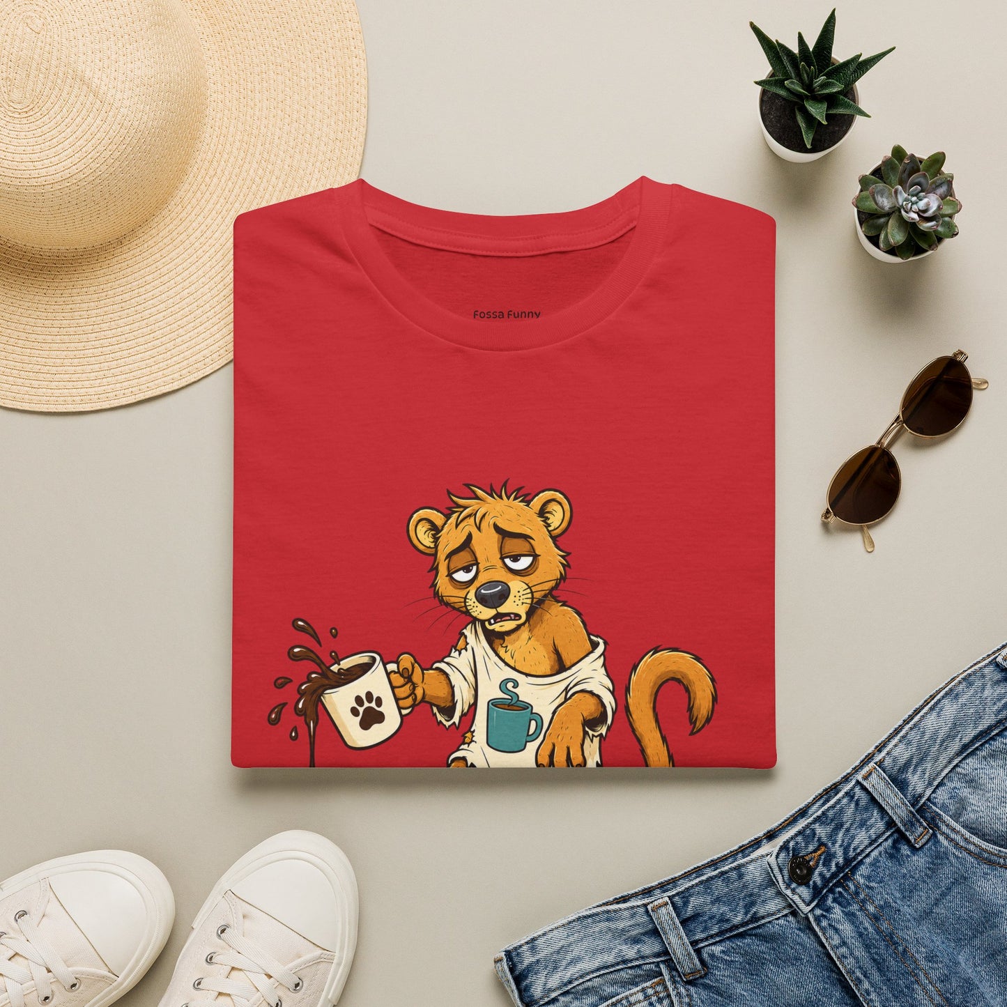 Coffee Powered Fossa T-Shirt — Funny Loading Animal Graphic Tee