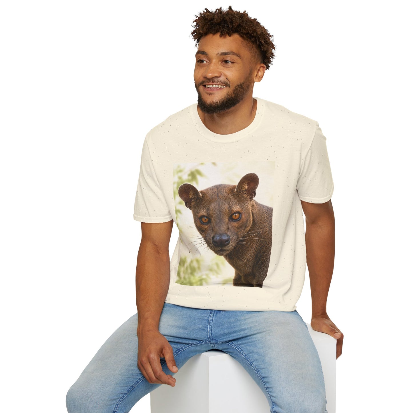Realistic Fossa Portrait T-Shirt — Madagascar Wildlife Graphic Tee