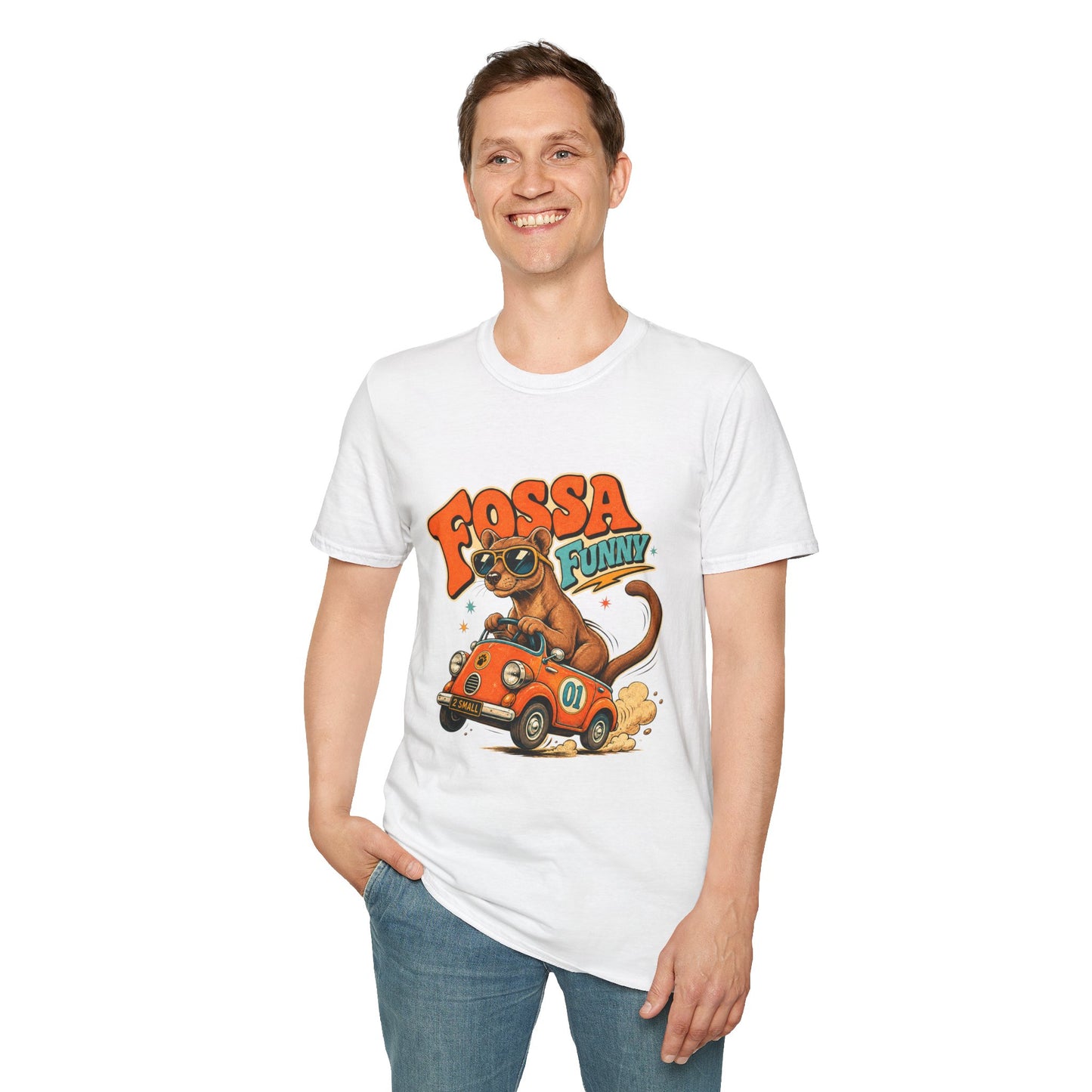 Fossa Funny Graphic T-Shirt — Cute Fossa Driving Vintage Design