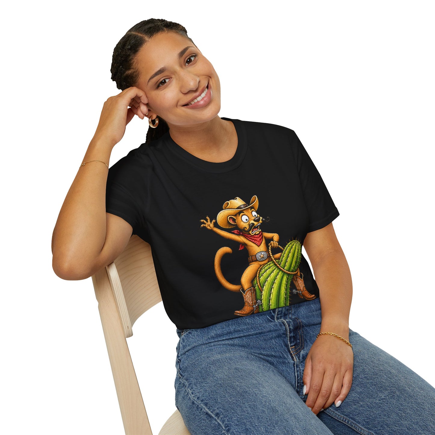 Fossa Cowboy T-Shirt — Funny Western Fossa Riding Cactus Tee