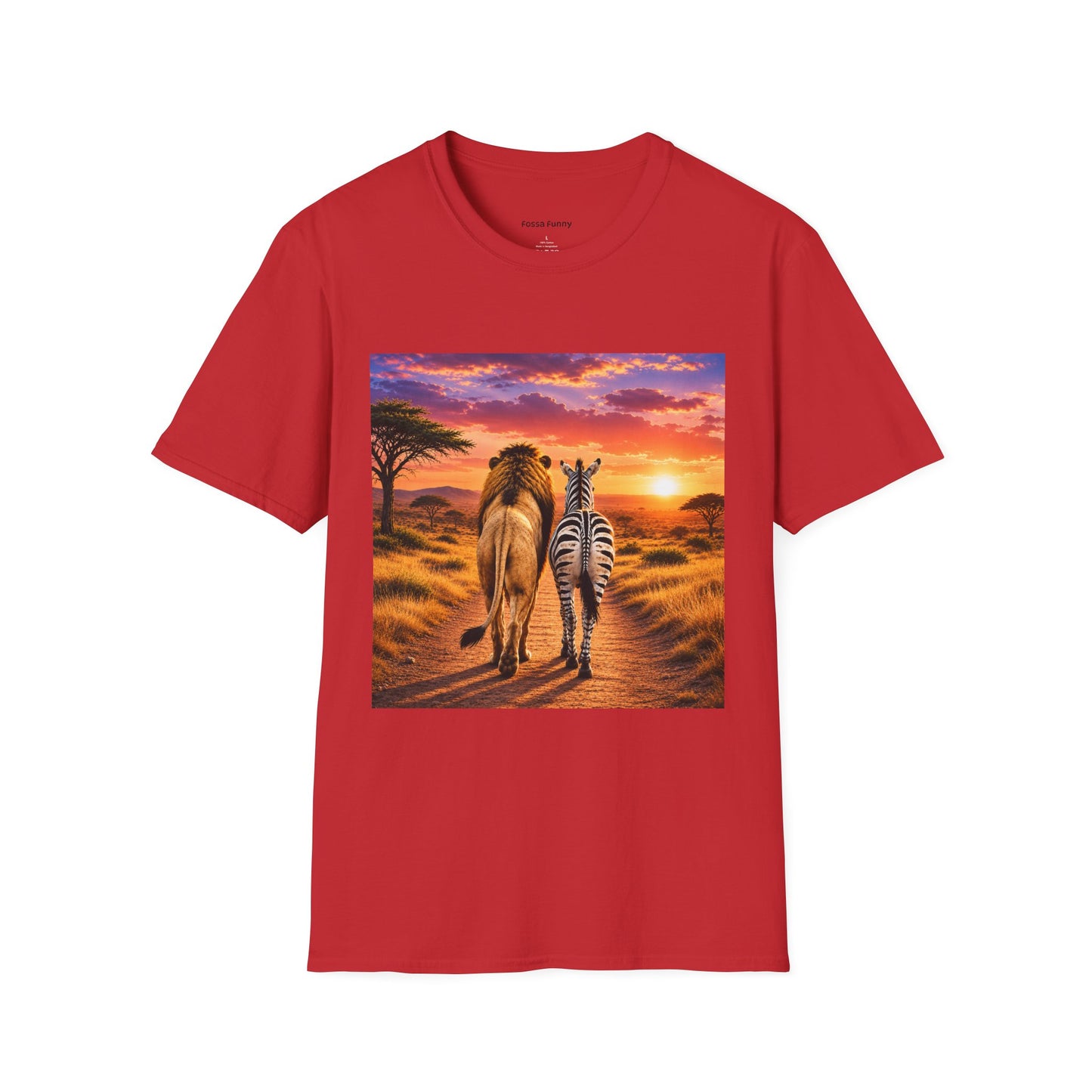 Lion and Zebra Sunset T-Shirt — African Safari Wildlife Graphic Tee
