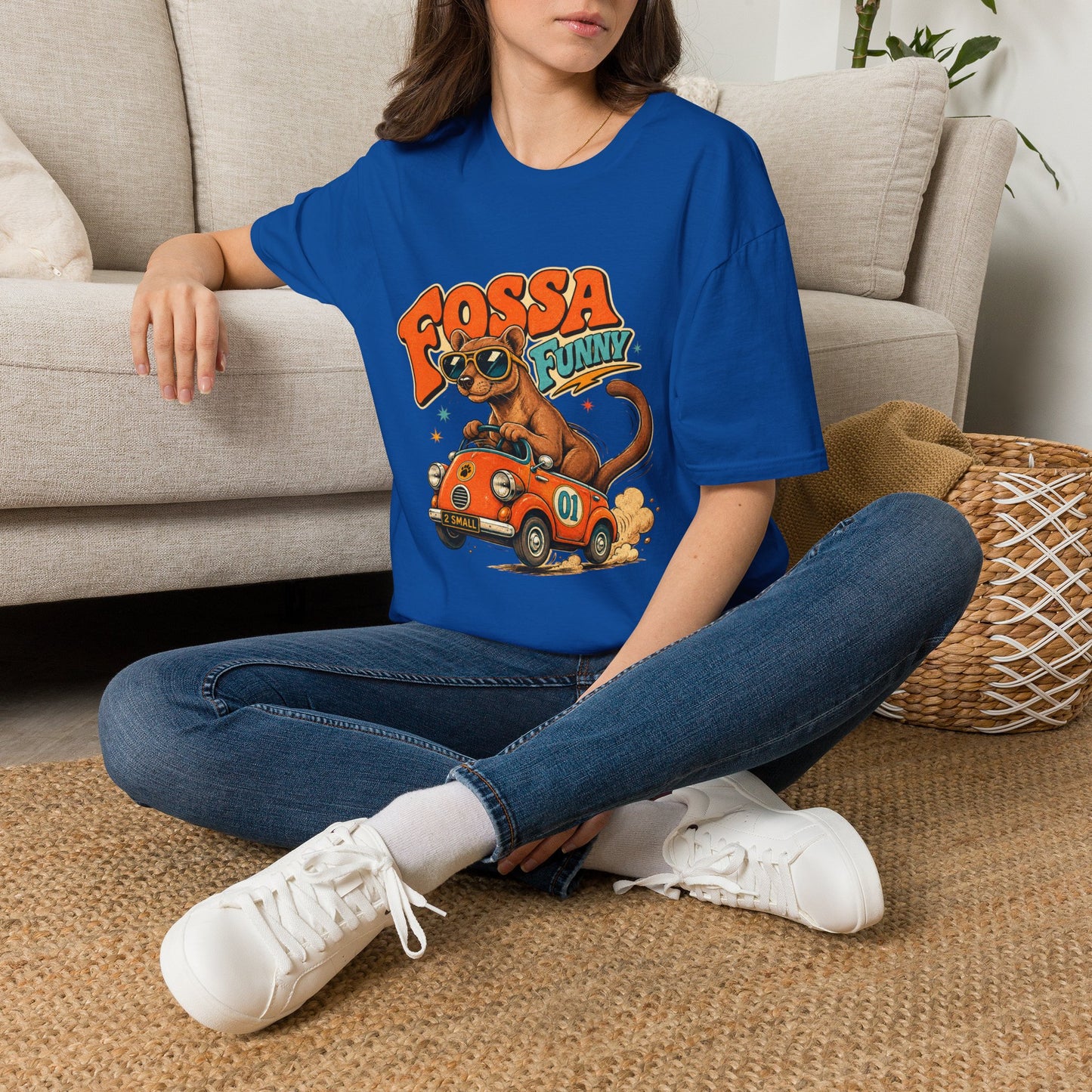 Fossa Funny Graphic T-Shirt — Cute Fossa Driving Vintage Design