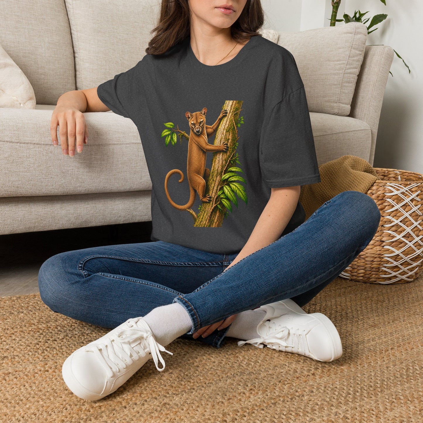 Climbing Fossa T-Shirt — Cute Madagascar Wildlife Graphic Tee