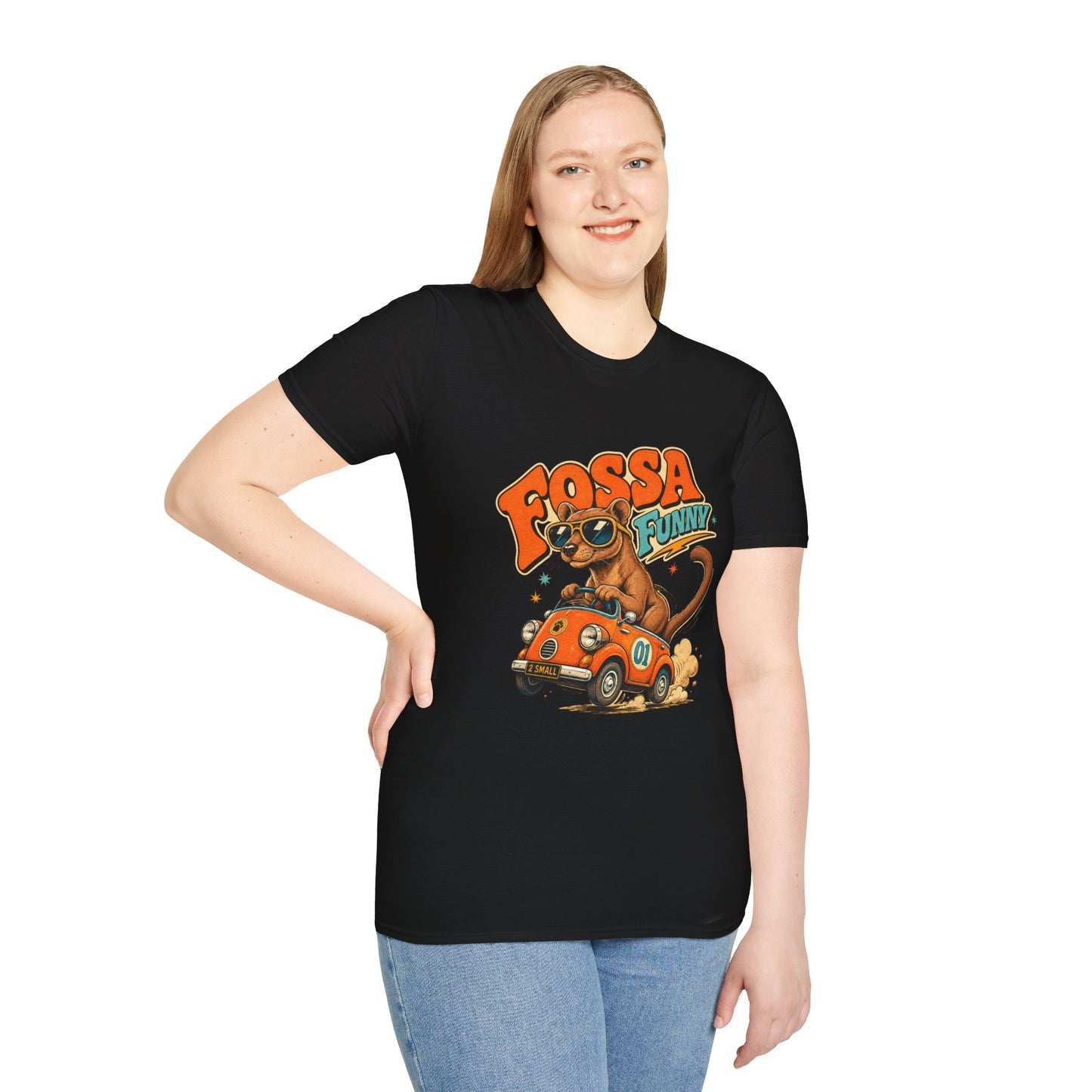 Fossa Funny Graphic T-Shirt — Cute Fossa Driving Vintage Design