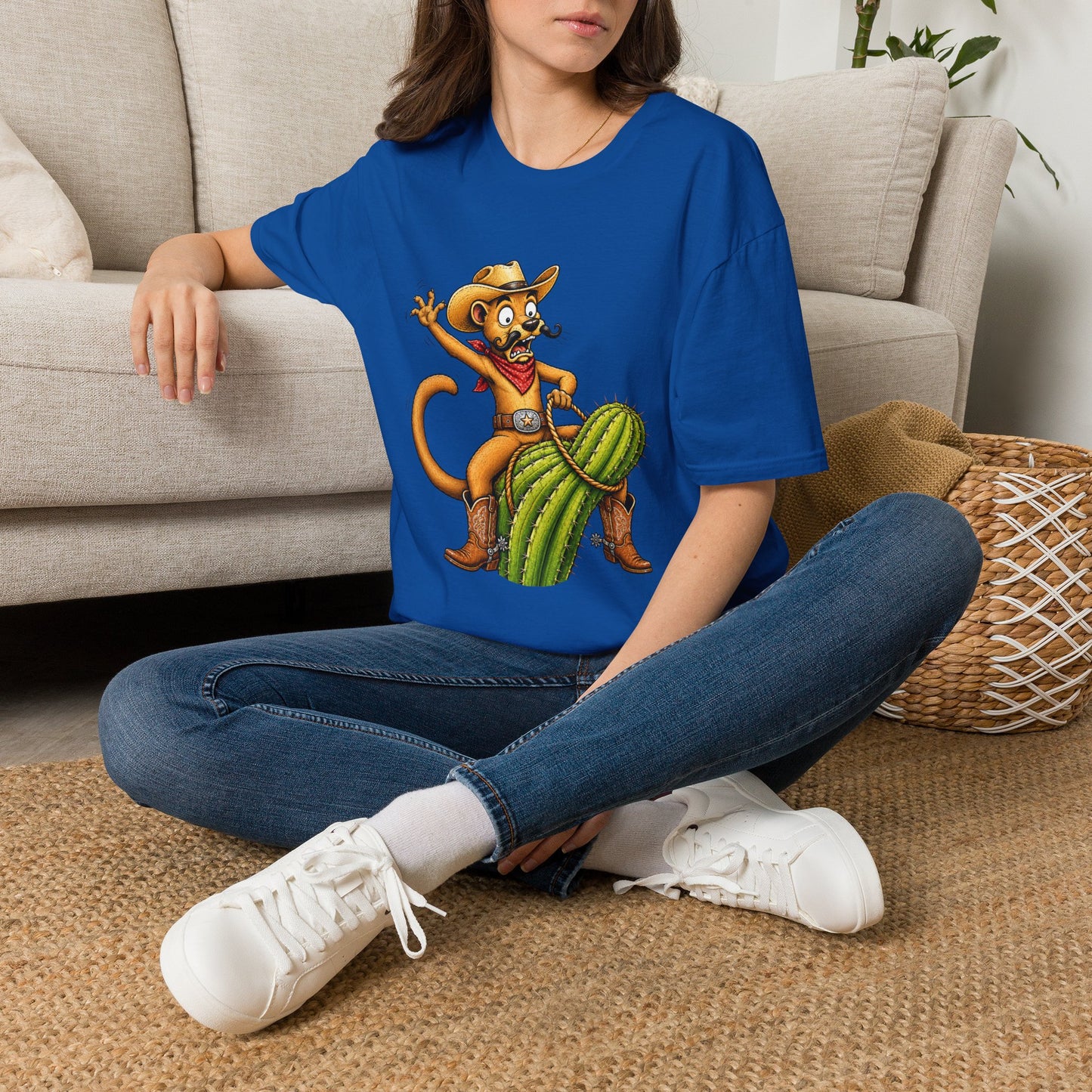 Fossa Cowboy T-Shirt — Funny Western Fossa Riding Cactus Tee