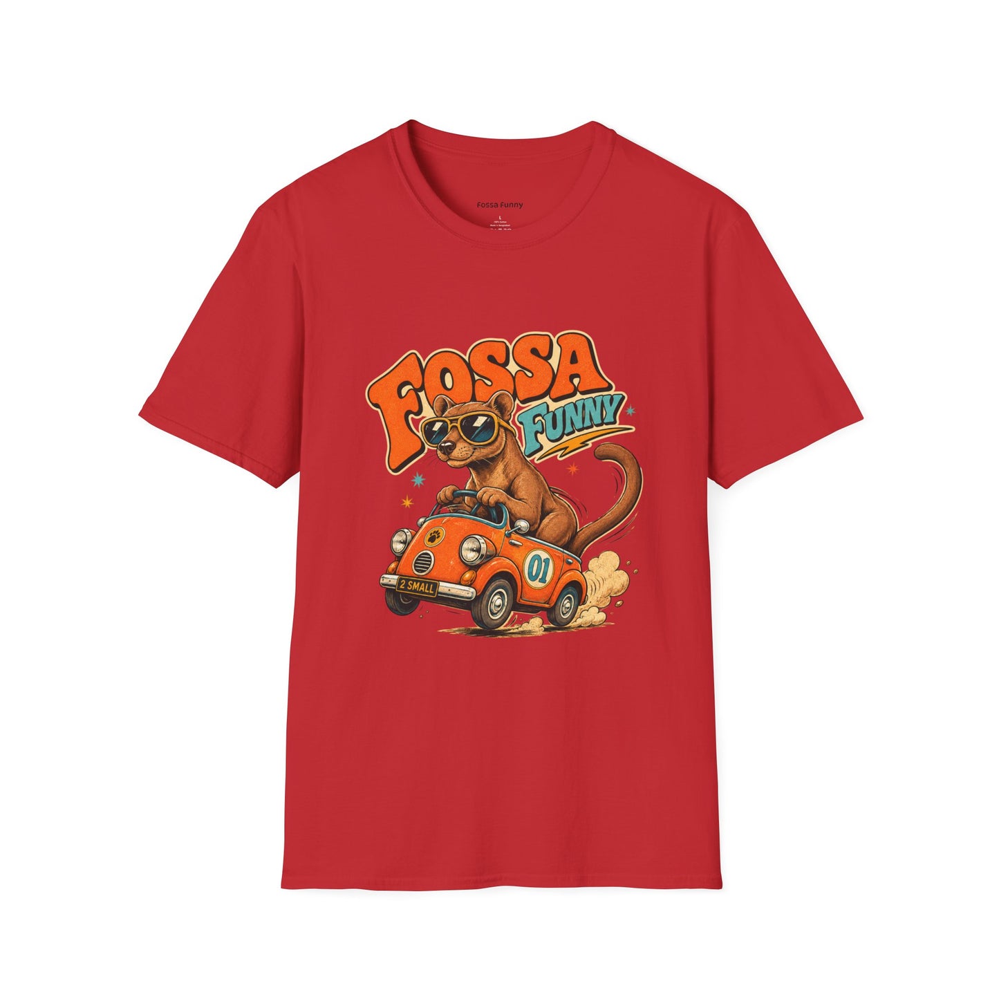 Fossa Funny Graphic T-Shirt — Cute Fossa Driving Vintage Design