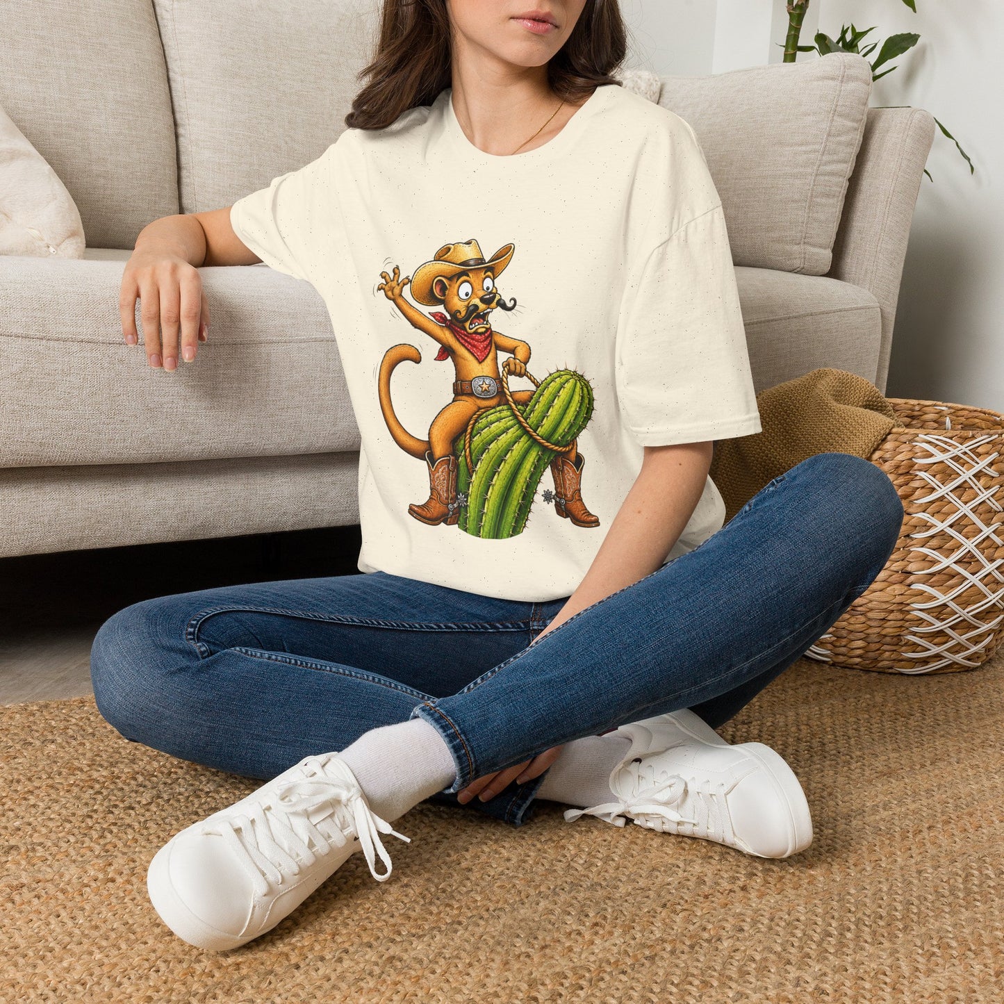 Fossa Cowboy T-Shirt — Funny Western Fossa Riding Cactus Tee