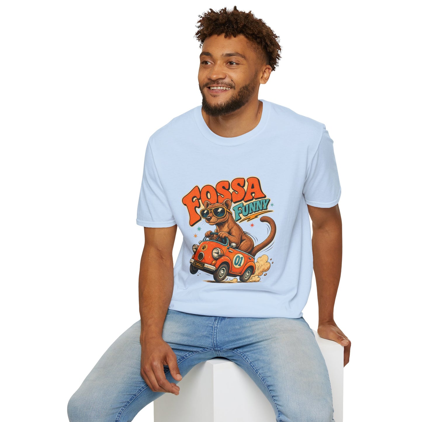 Fossa Funny Graphic T-Shirt — Cute Fossa Driving Vintage Design