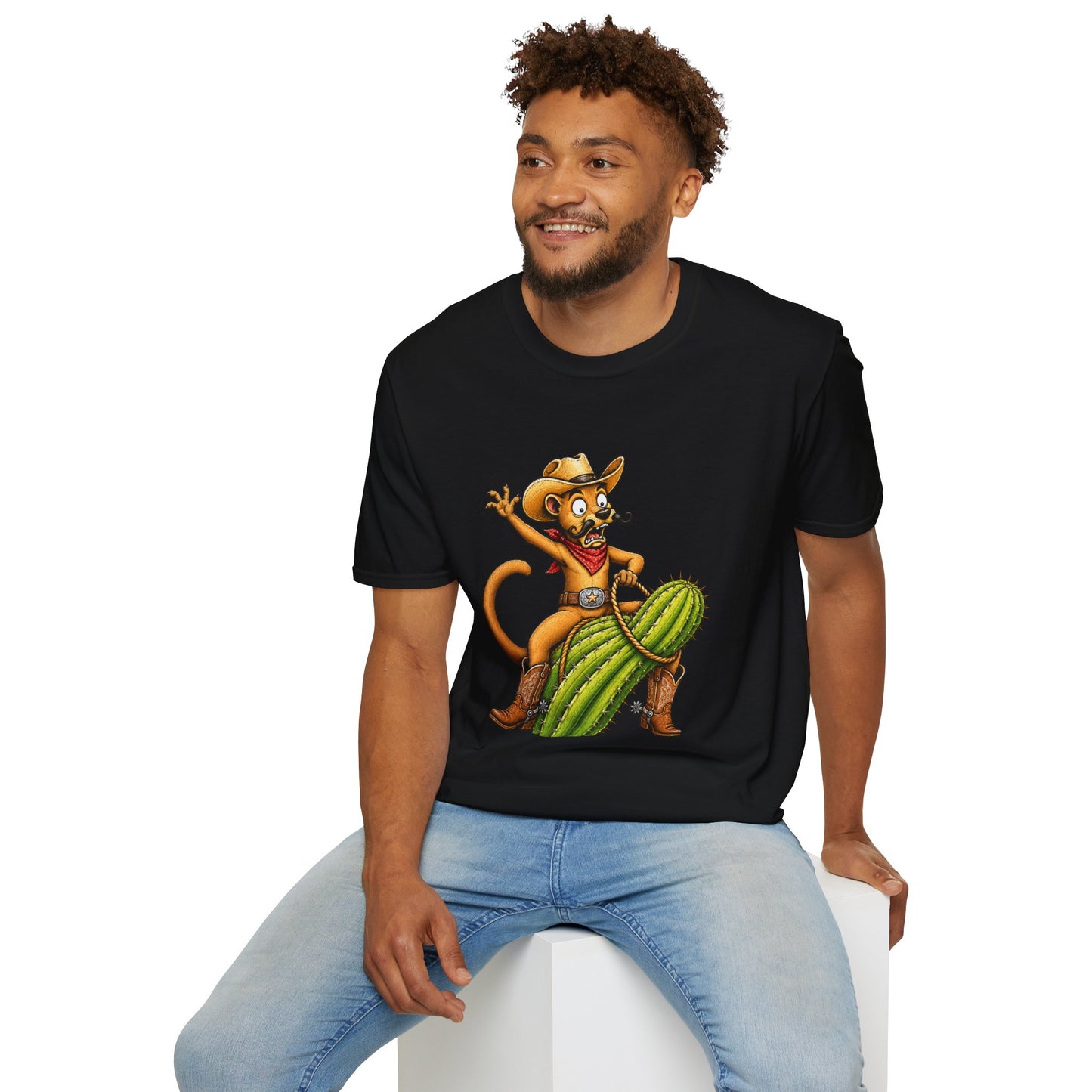 Fossa Cowboy T-Shirt — Funny Western Fossa Riding Cactus Tee