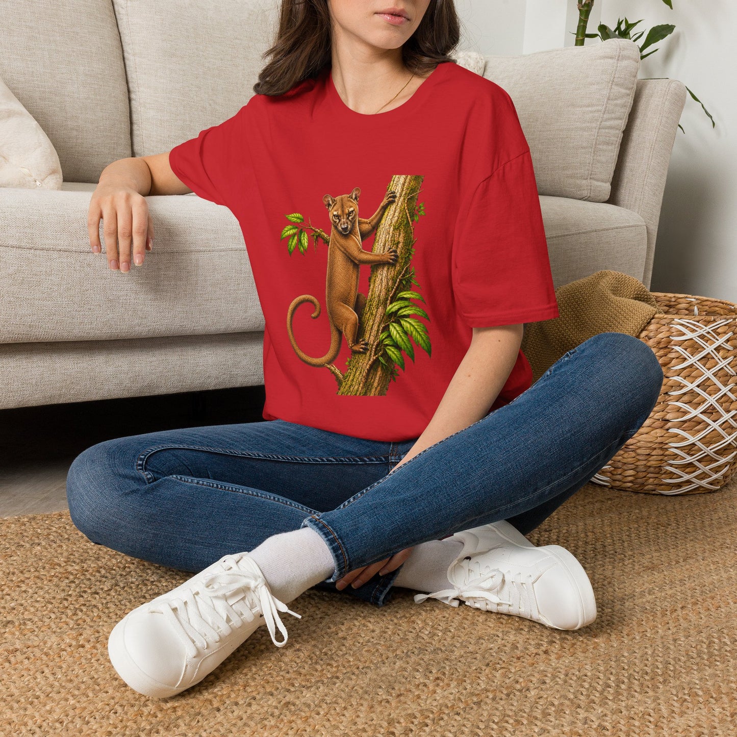 Climbing Fossa T-Shirt — Cute Madagascar Wildlife Graphic Tee