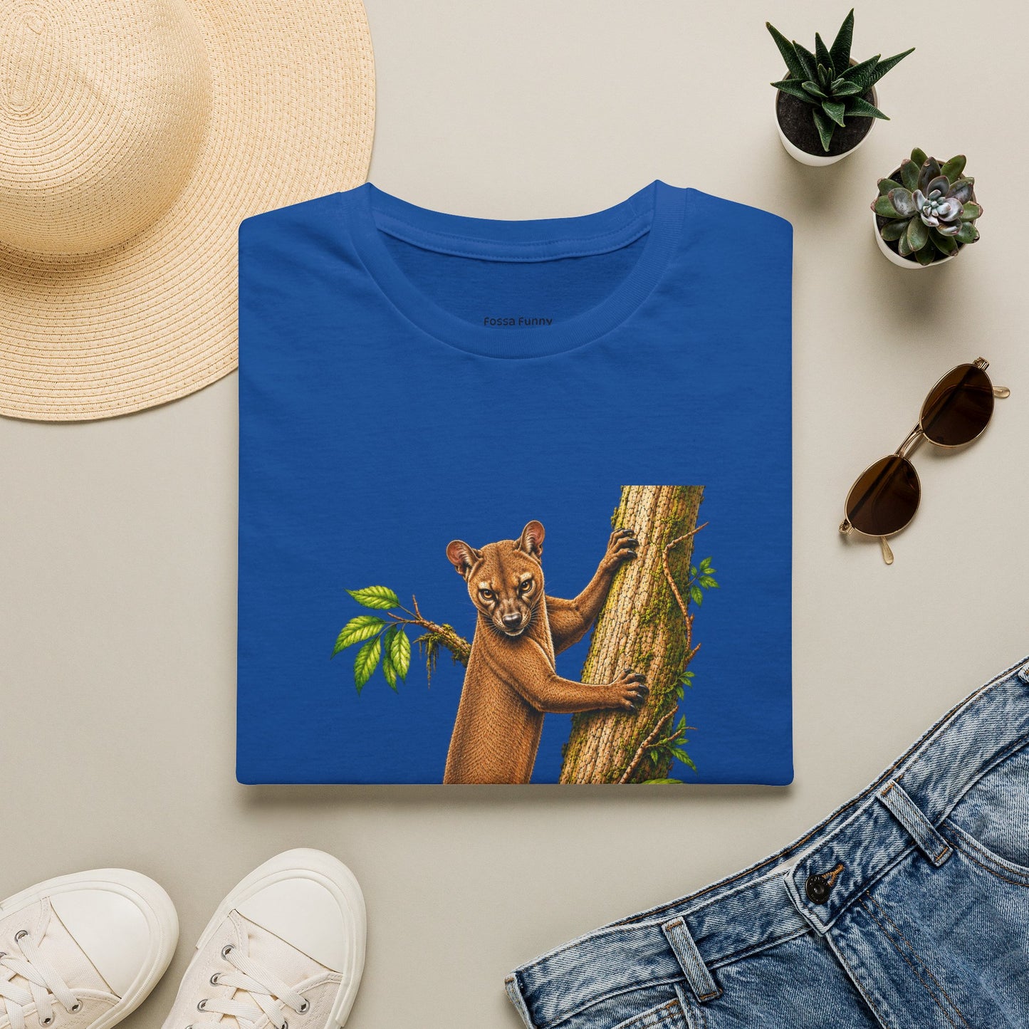 Climbing Fossa T-Shirt — Cute Madagascar Wildlife Graphic Tee