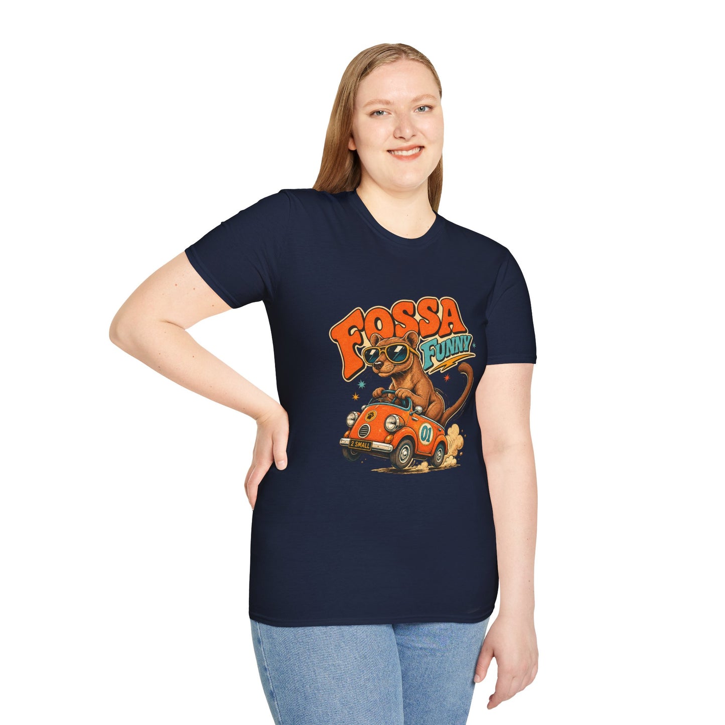 Fossa Funny Graphic T-Shirt — Cute Fossa Driving Vintage Design