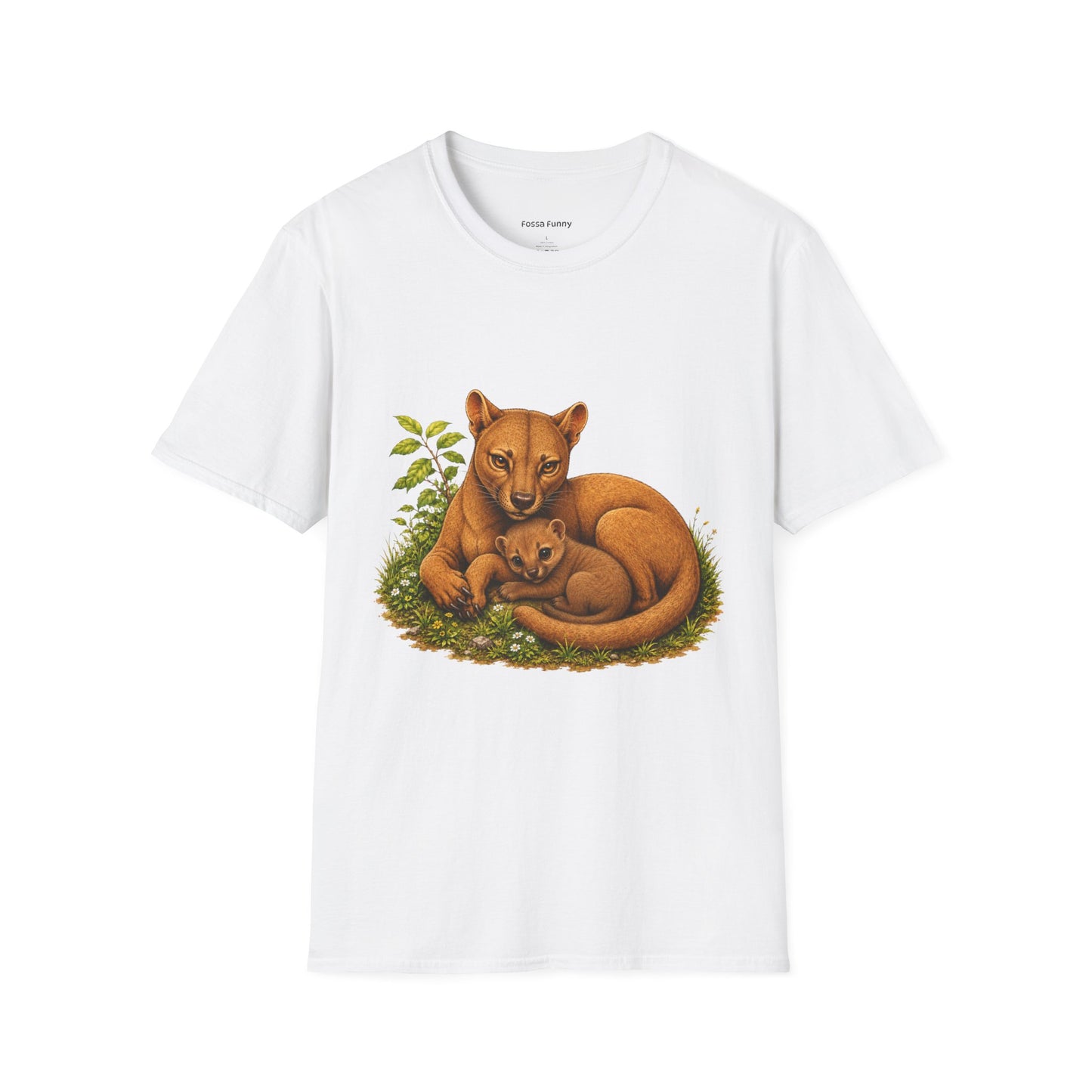 Protective Mama Fossa T-Shirt — A soft and heartwarming design celebrating the love between a mother and her baby