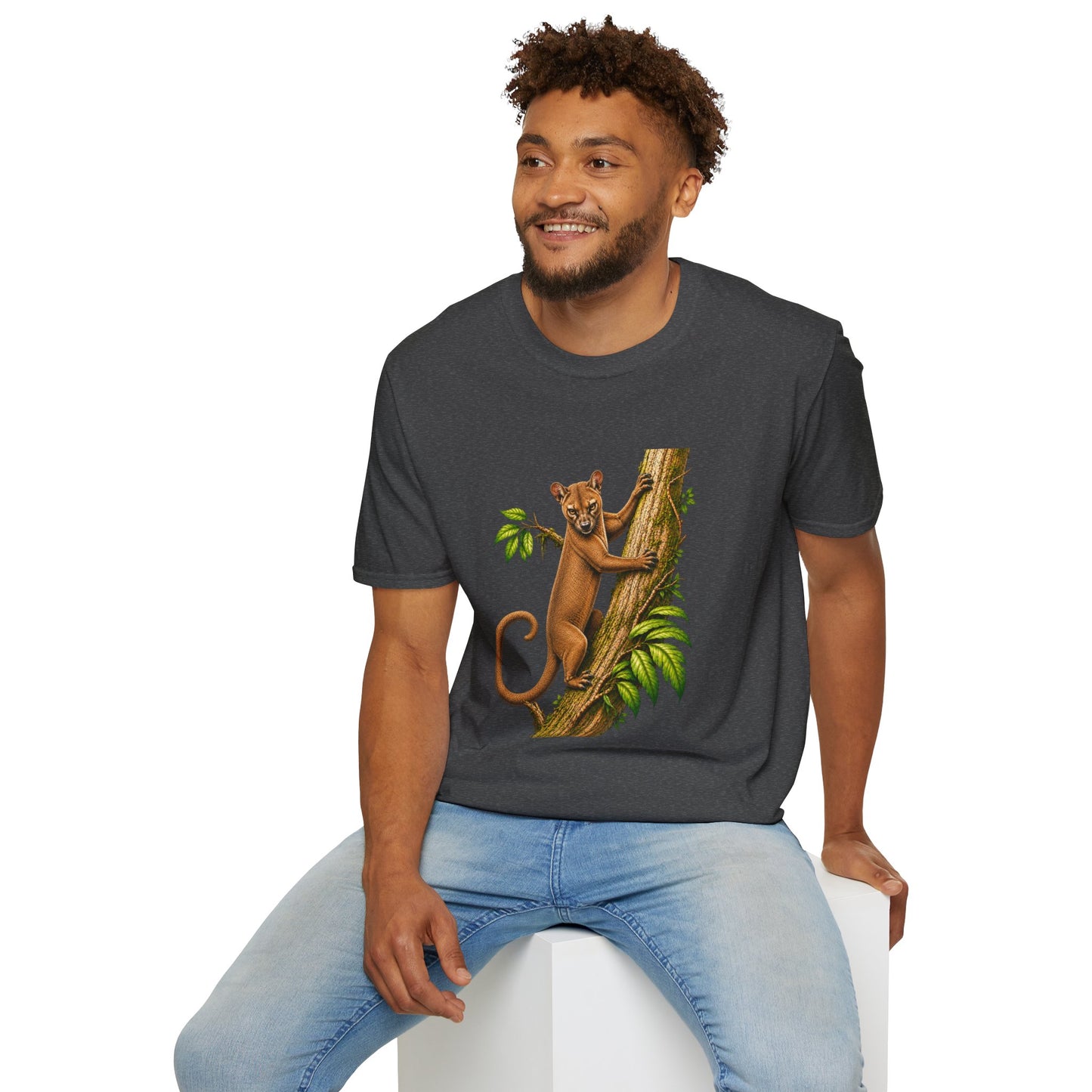 Climbing Fossa T-Shirt — Cute Madagascar Wildlife Graphic Tee