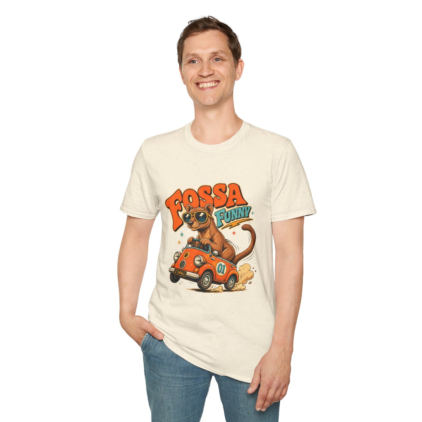 Fossa Funny Graphic T-Shirt — Cute Fossa Driving Vintage Design