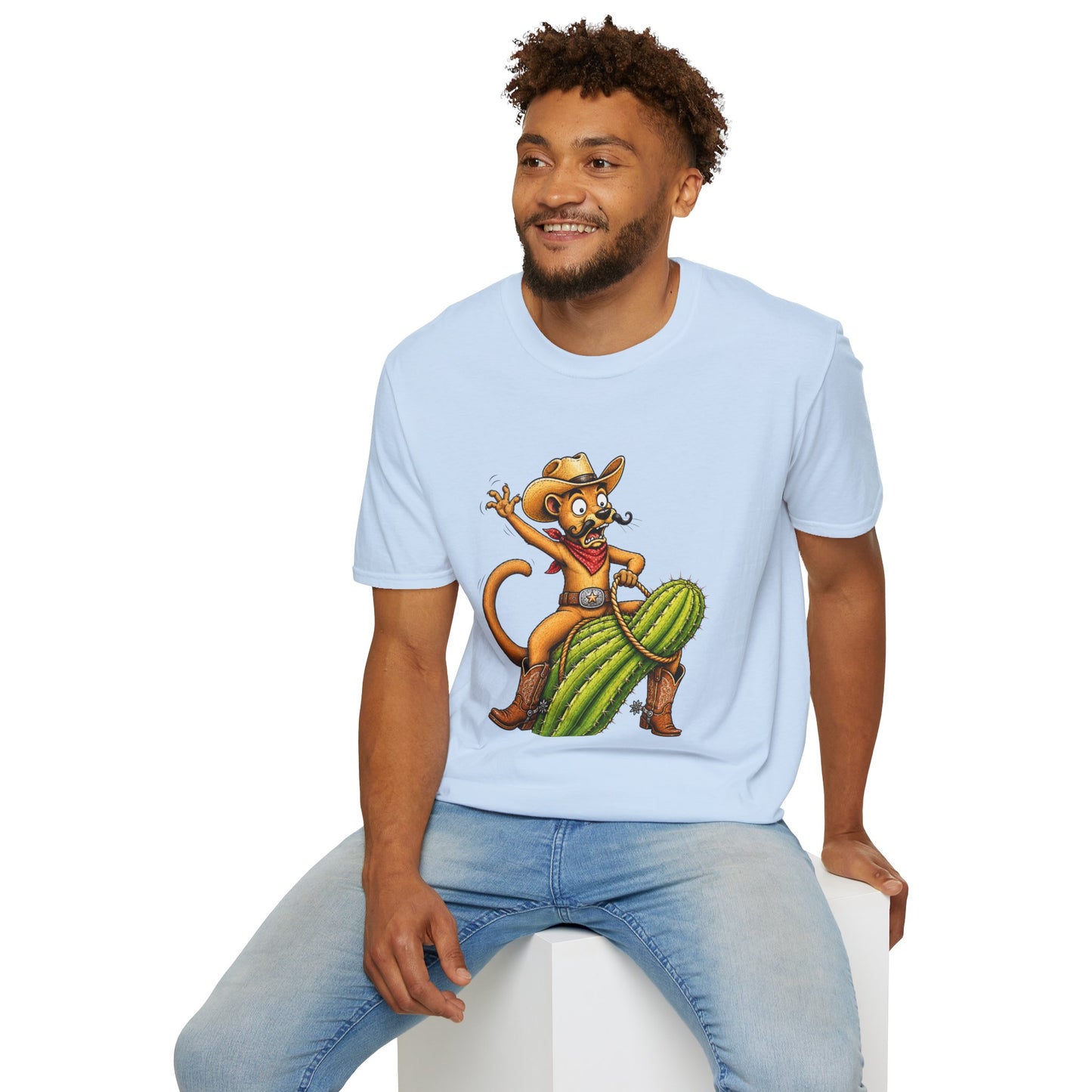 Fossa Cowboy T-Shirt — Funny Western Fossa Riding Cactus Tee