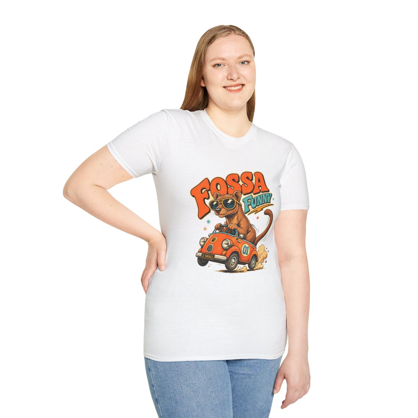 Fossa Funny Graphic T-Shirt — Cute Fossa Driving Vintage Design