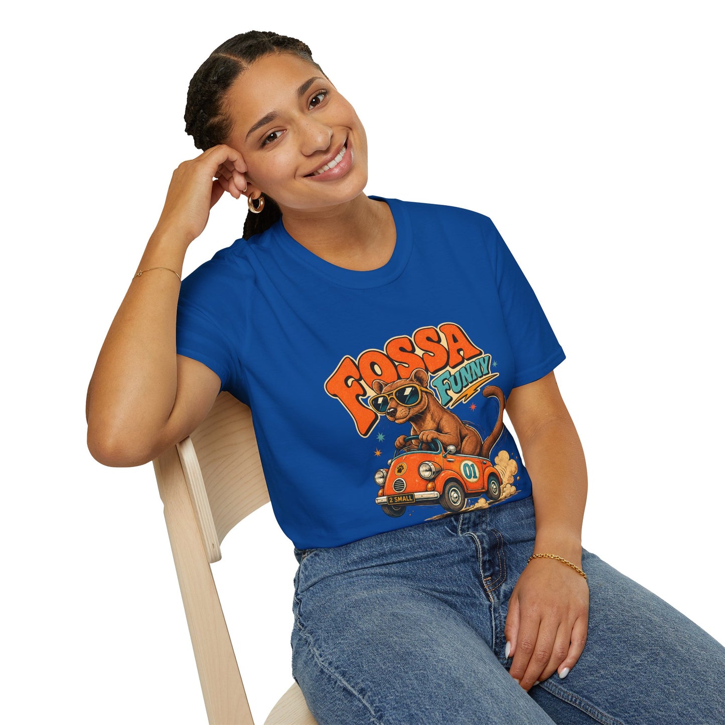 Fossa Funny Graphic T-Shirt — Cute Fossa Driving Vintage Design