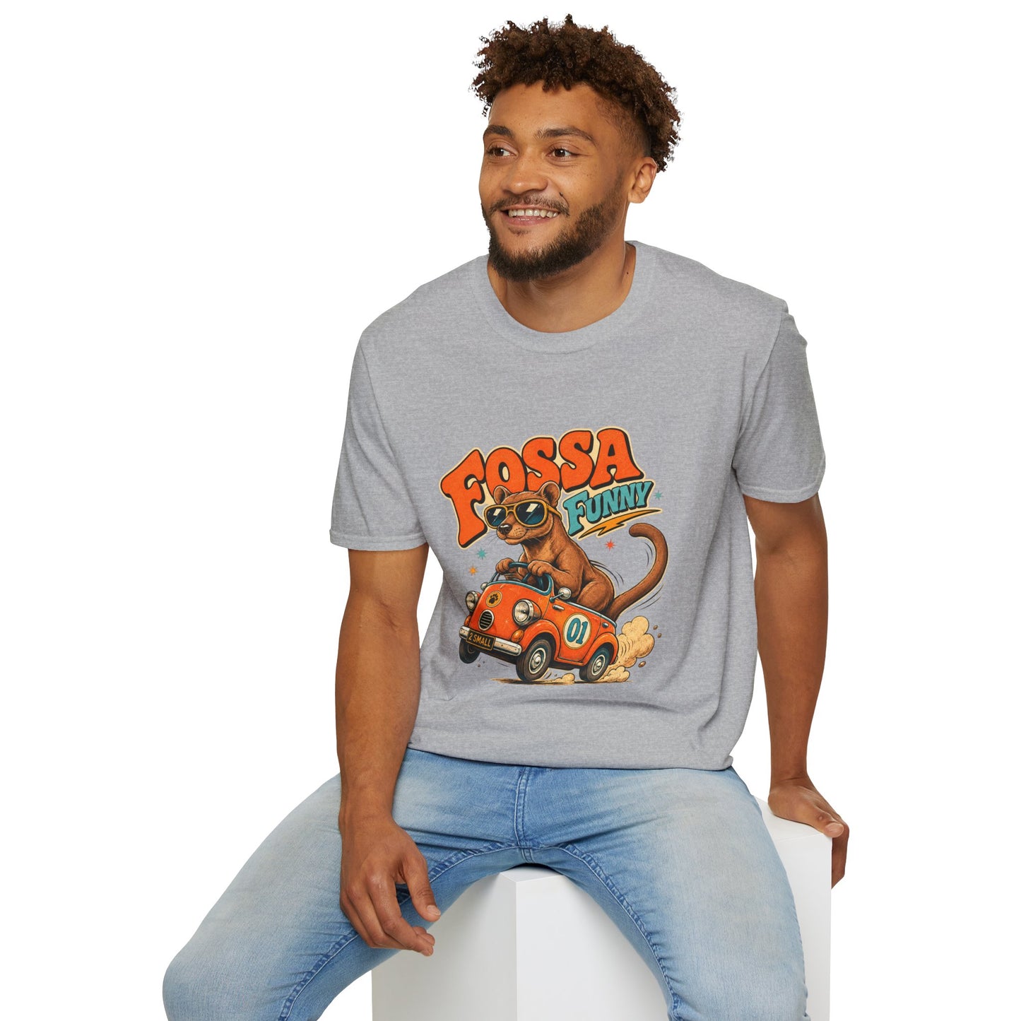 Fossa Funny Graphic T-Shirt — Cute Fossa Driving Vintage Design