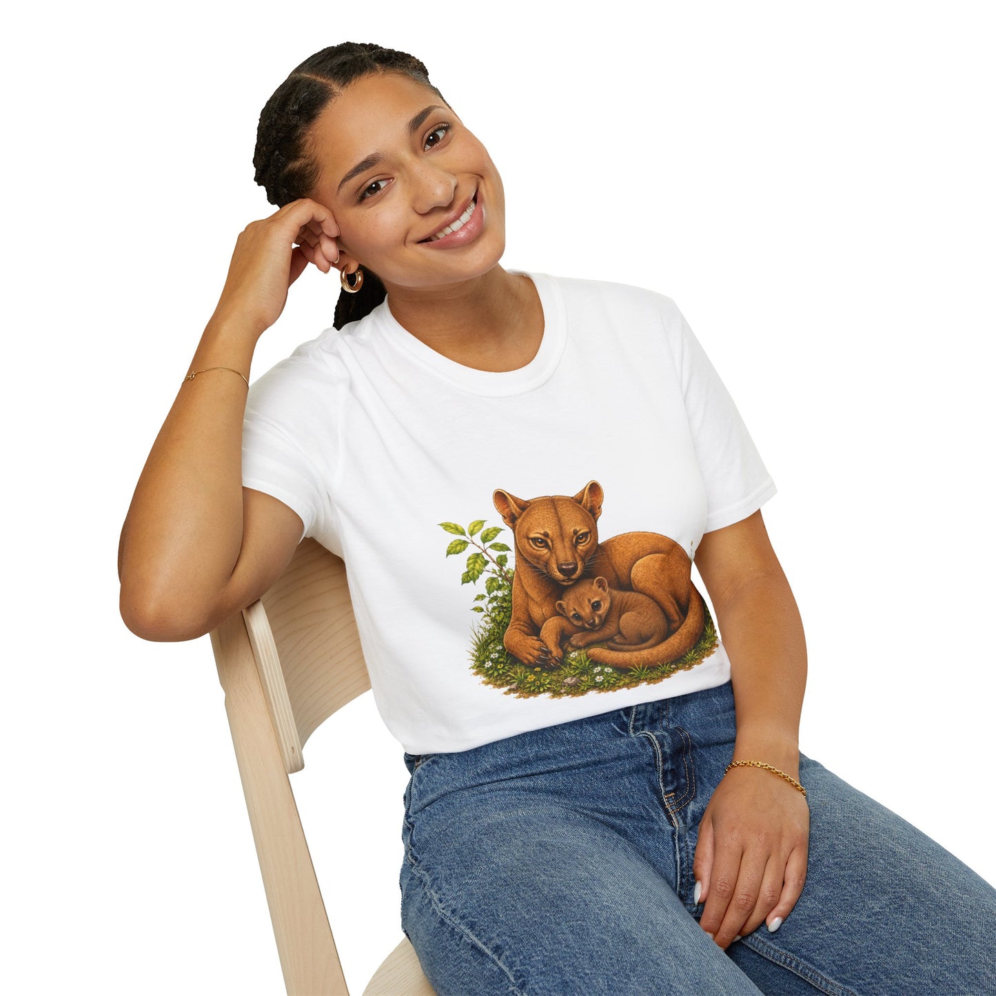 Protective Mama Fossa T-Shirt — A soft and heartwarming design celebrating the love between a mother and her baby