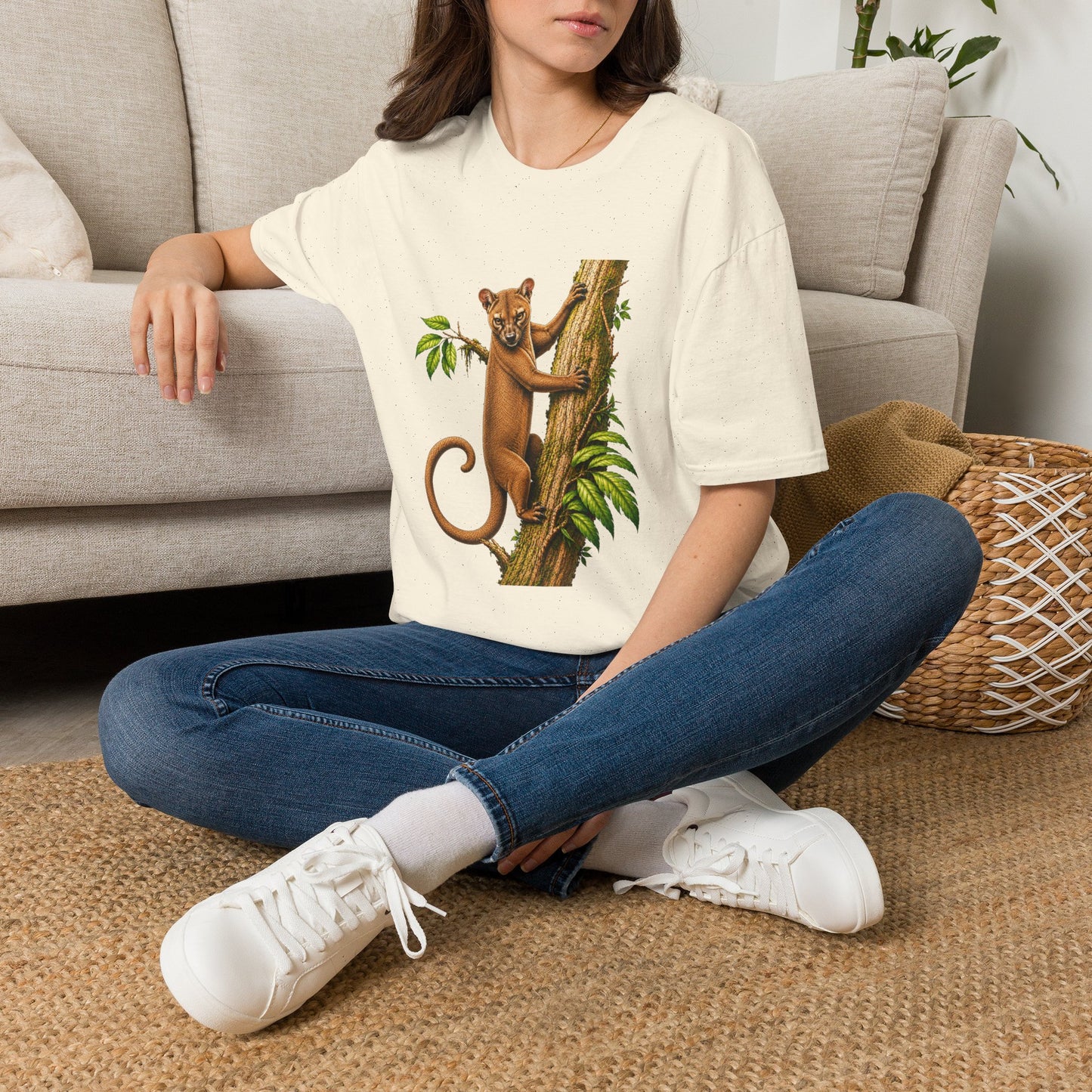 Climbing Fossa T-Shirt — Cute Madagascar Wildlife Graphic Tee