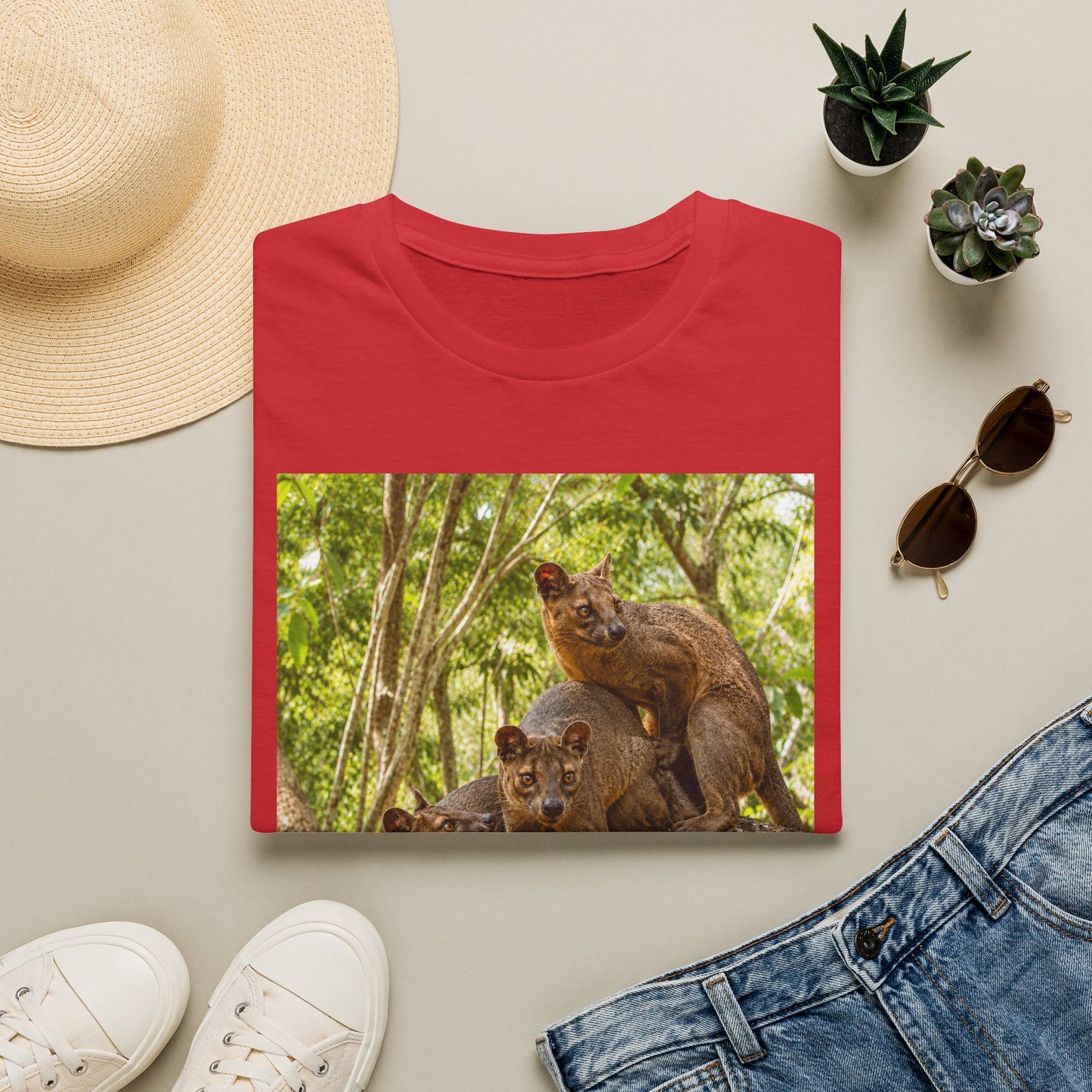 Adult Fossa Trio T-Shirt — Madagascar Wildlife Graphic Tee